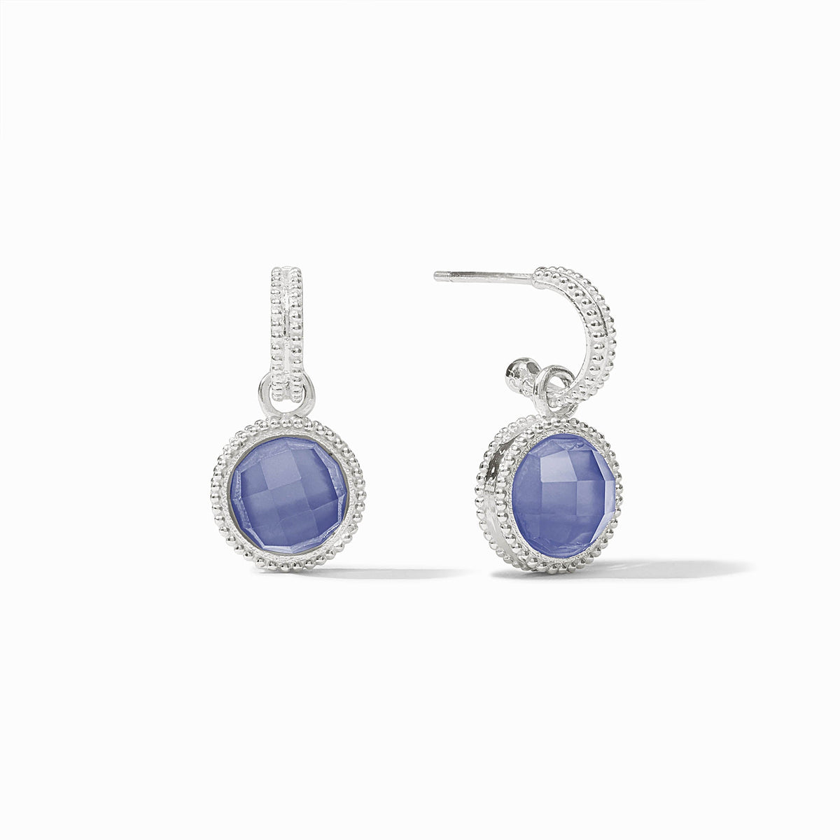 Julie Vos Fleur De Lis Charm Hoops in Iridescent Tanzanite