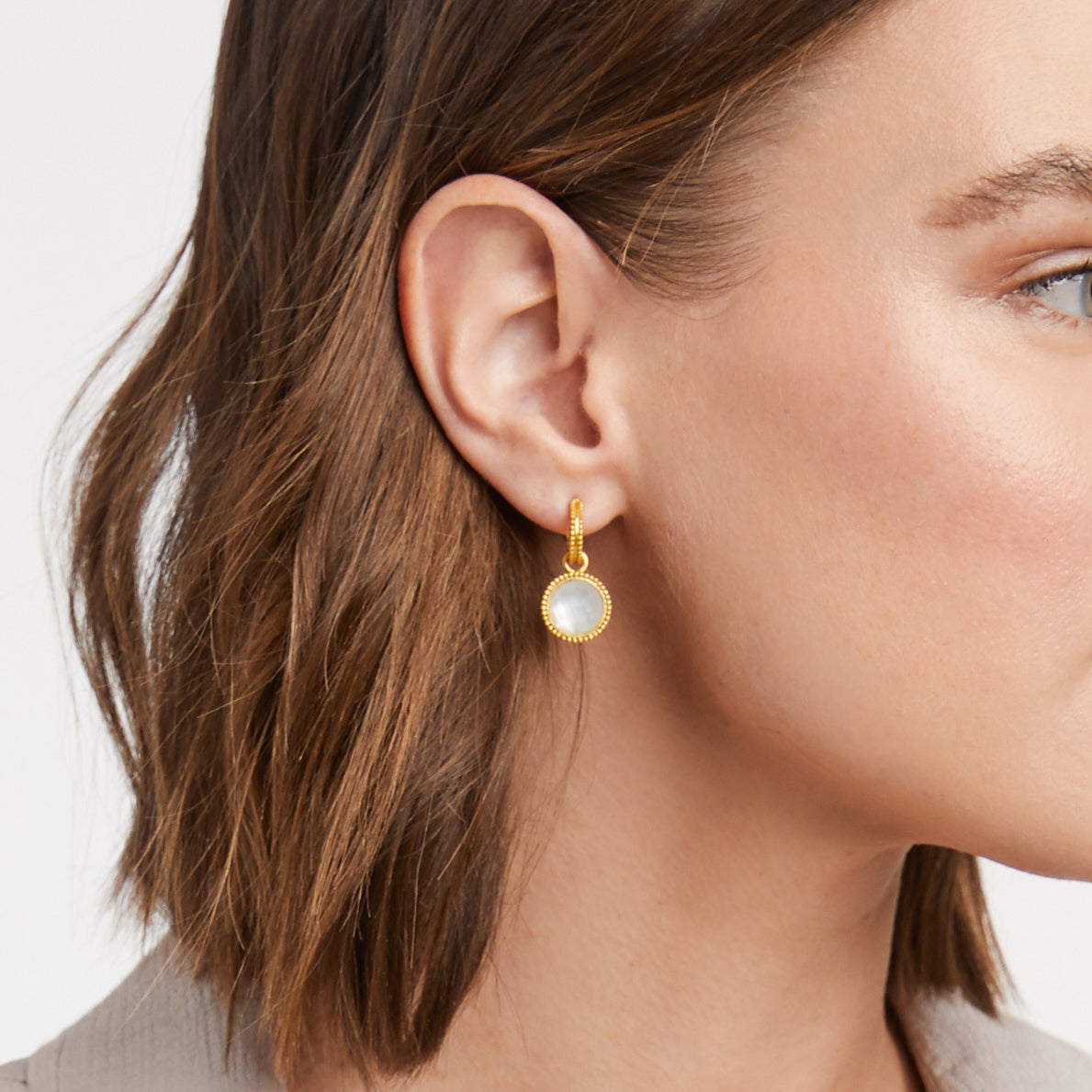 Julie Vos Fleur De Lis Charm Hoop Earrings
