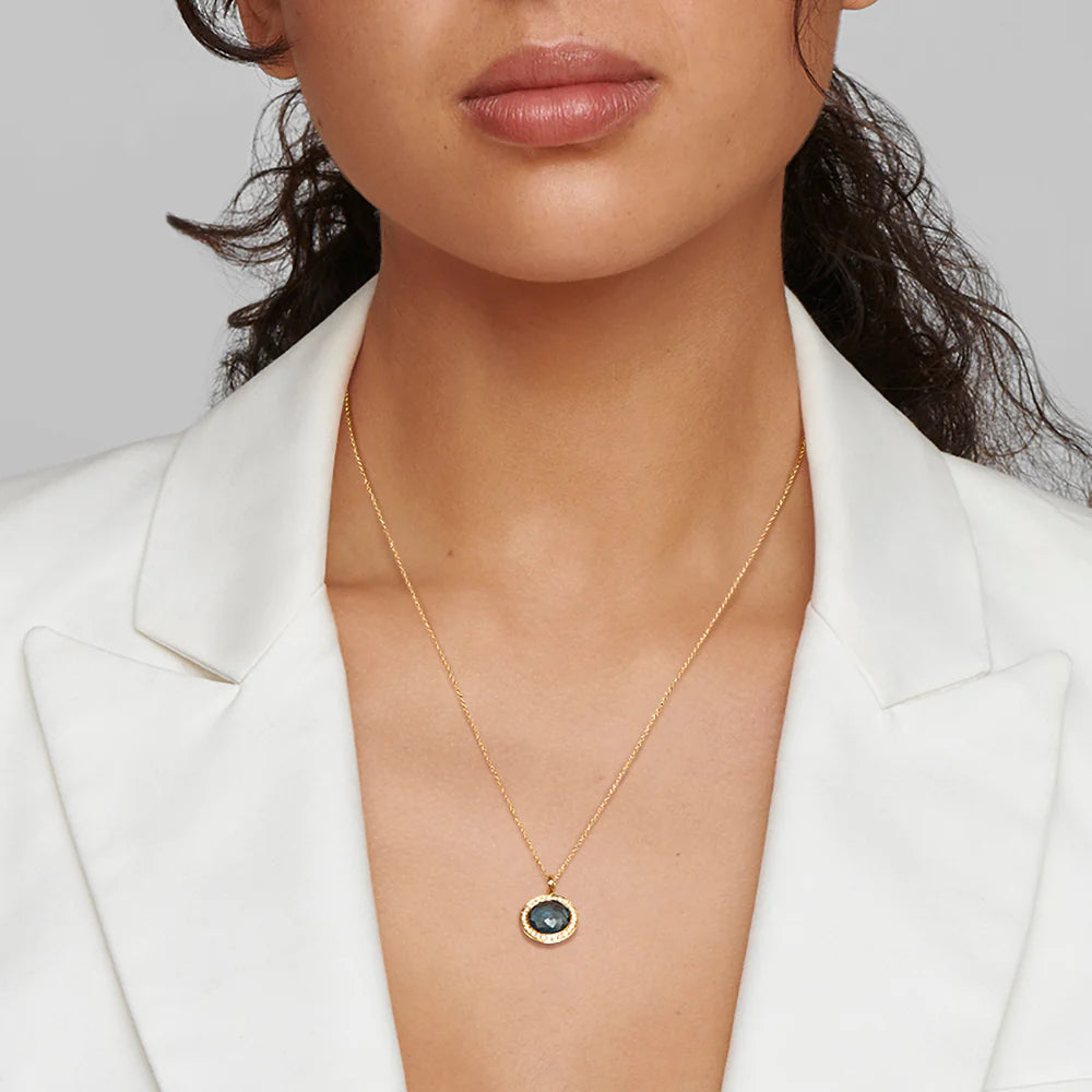 Ippolita Mini Lollipop London Blue Topaz Necklace in 18K Yellow Gold