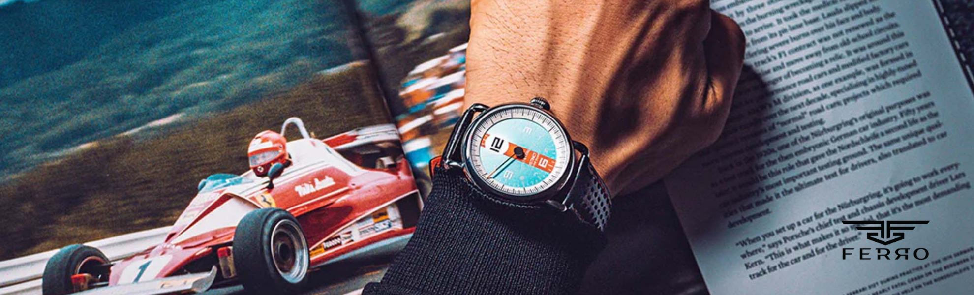 Wrist with watch on magazine surface