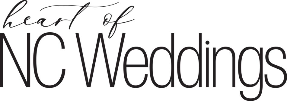 Logo for 'Heart of NC Weddings' with a decorative font on a white background