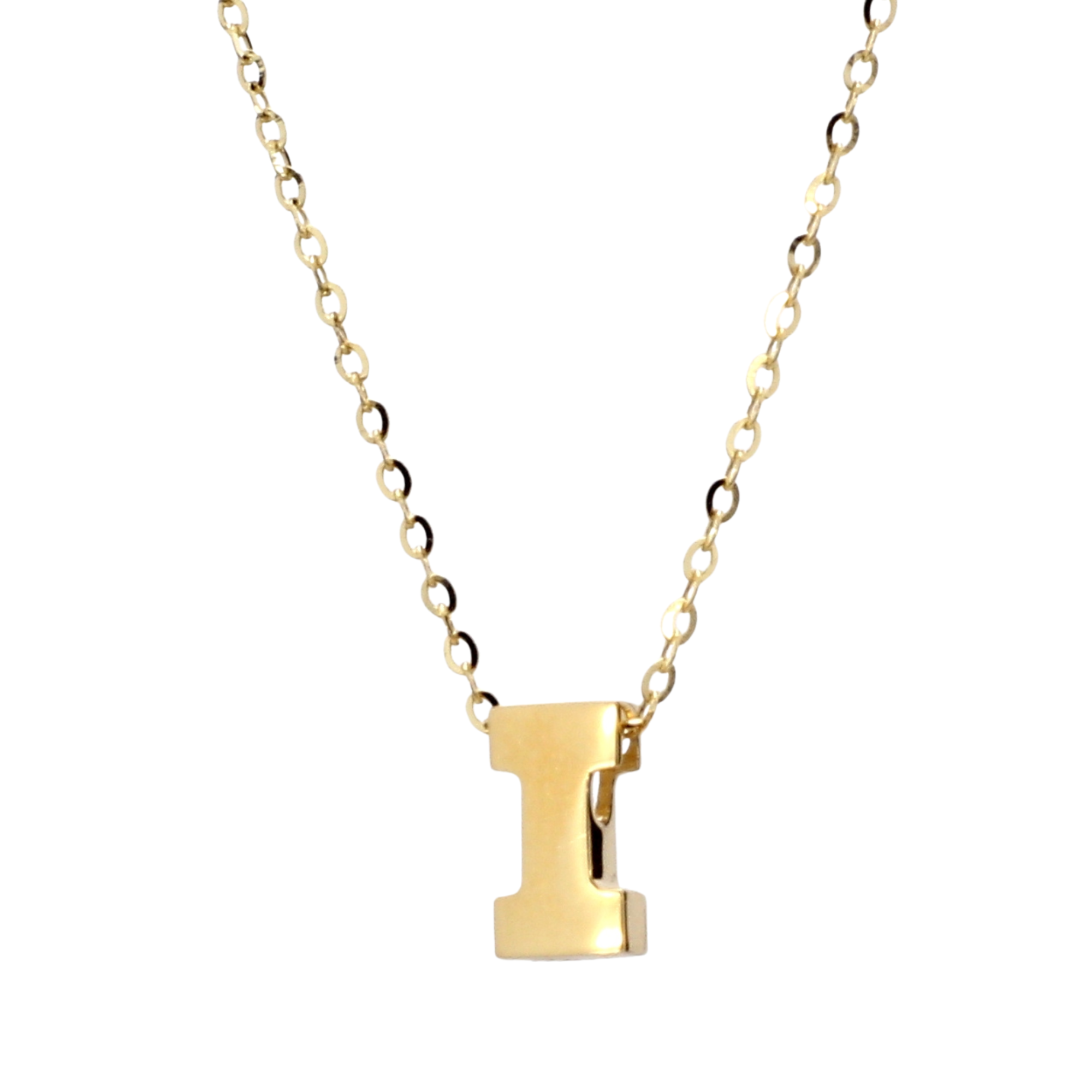 I Initial Pendant Necklace in 14K Yellow Gold