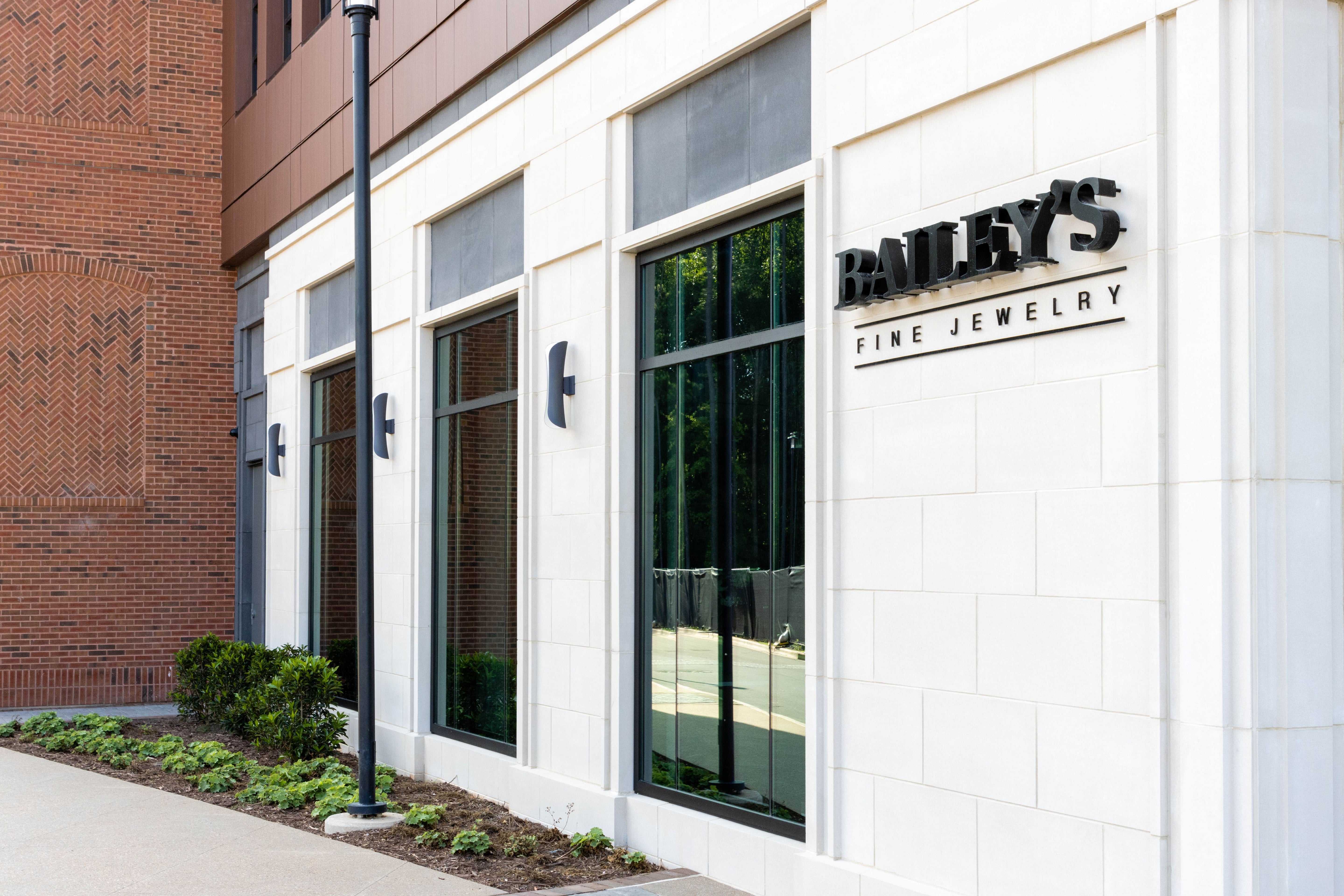 Bailey's Fine Jewelry store front with glass windows and a visible sign.