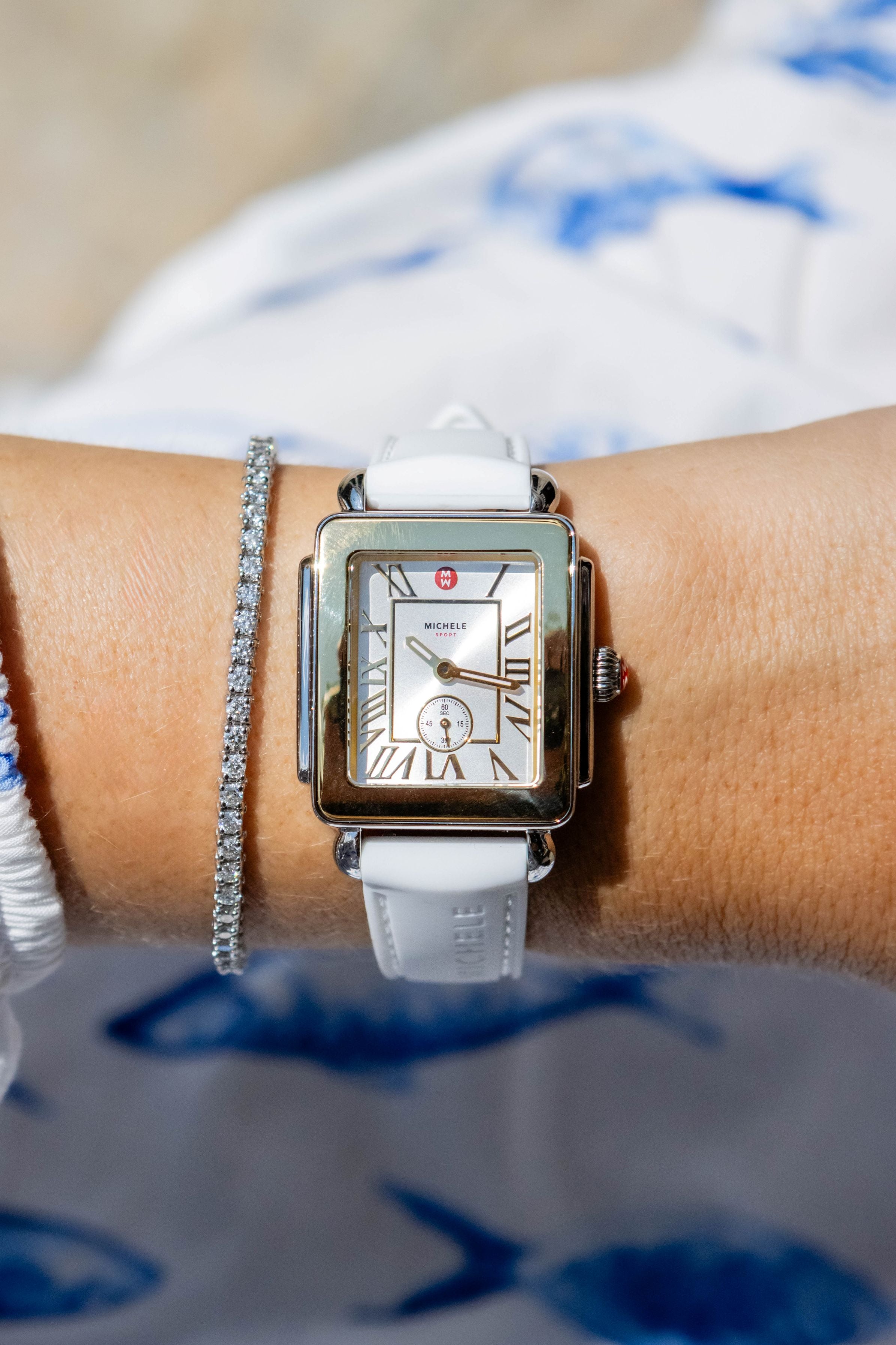 Michele Deco Sport Two-Tone White Silicone Watch, 31MM