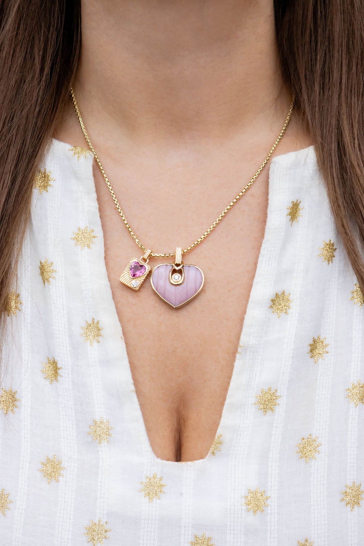 Helena Rose Malachite Mini Heart Charm in 14K Yellow Gold