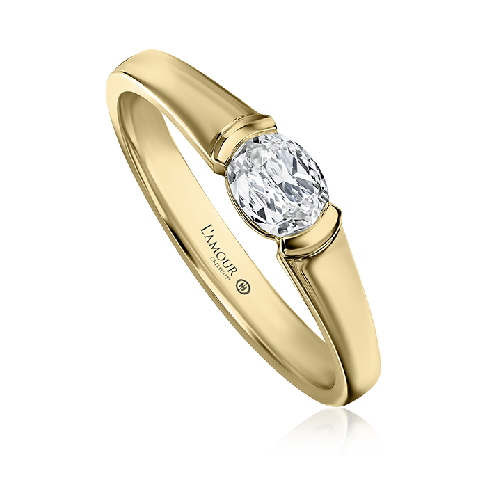 Crisscut NY Love Luxe L'Amour Oval Diamond Ring in 18K Yellow Gold, Size 6.5
