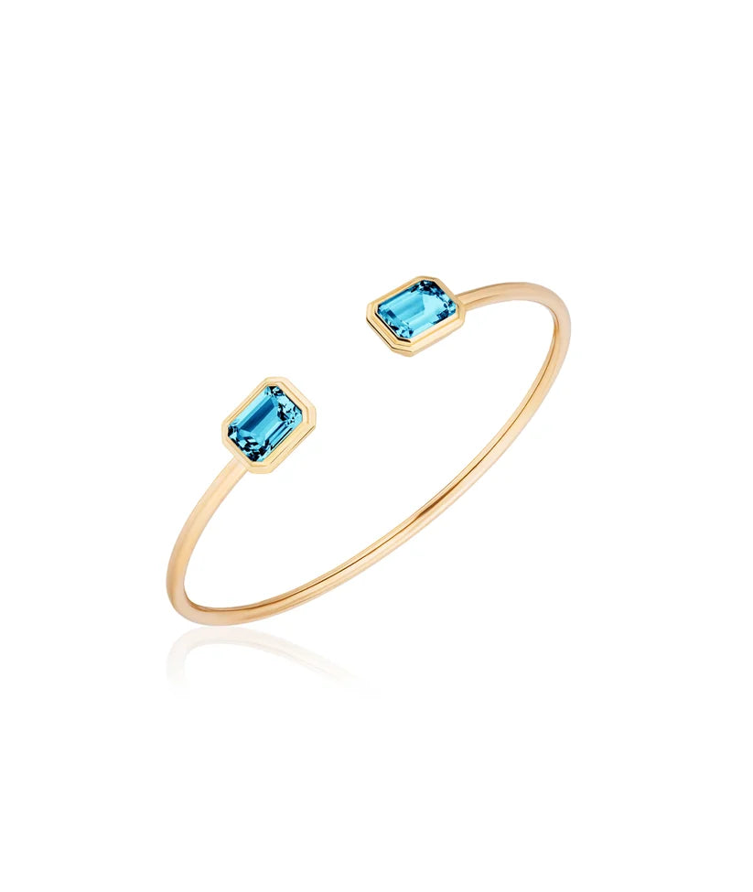 Goshwara Manhattan Blue Topaz Flex Cuff in 18K Yellow Gold