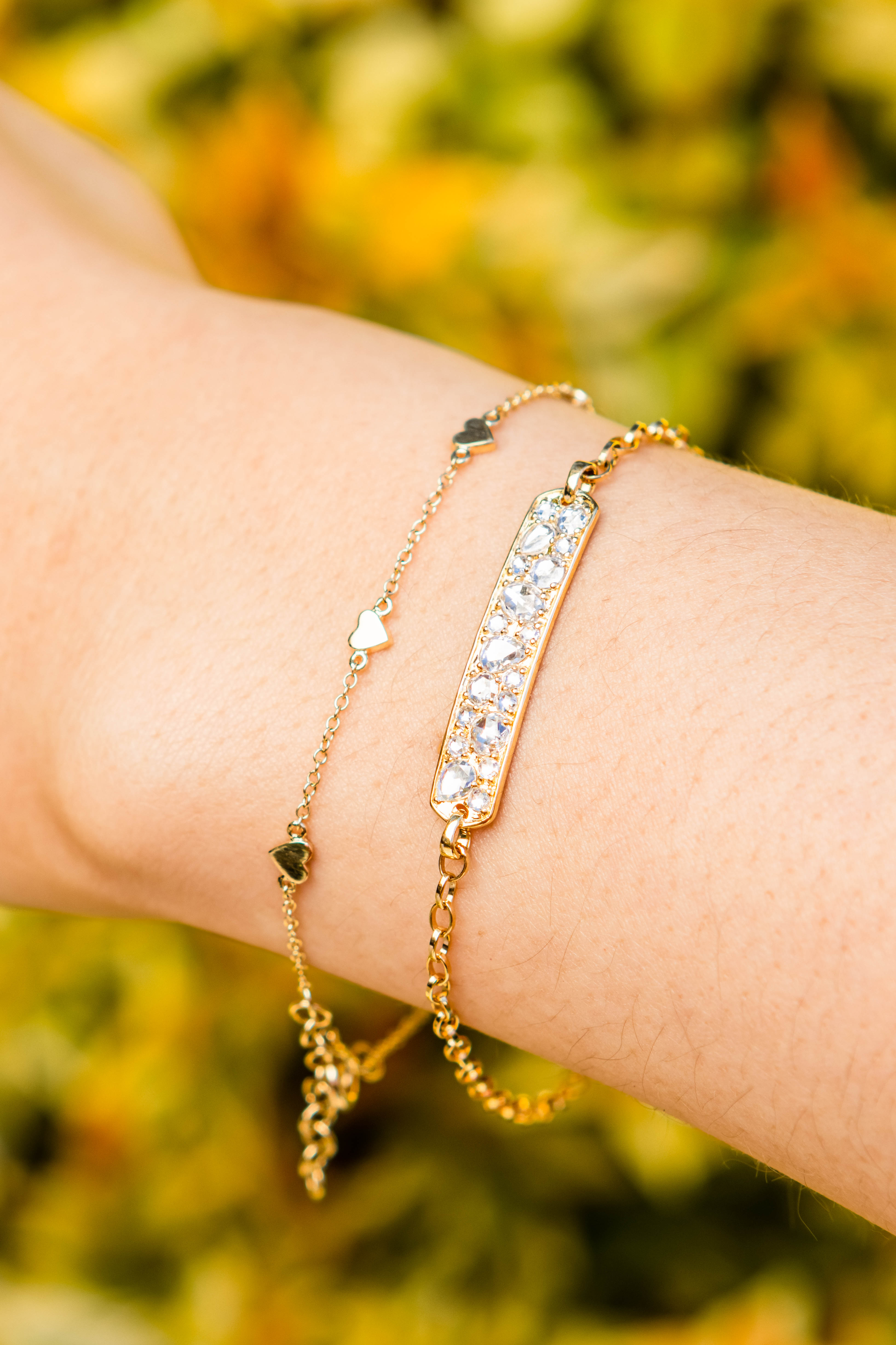 Heart Station Bracelet in 14K Yellow Gold