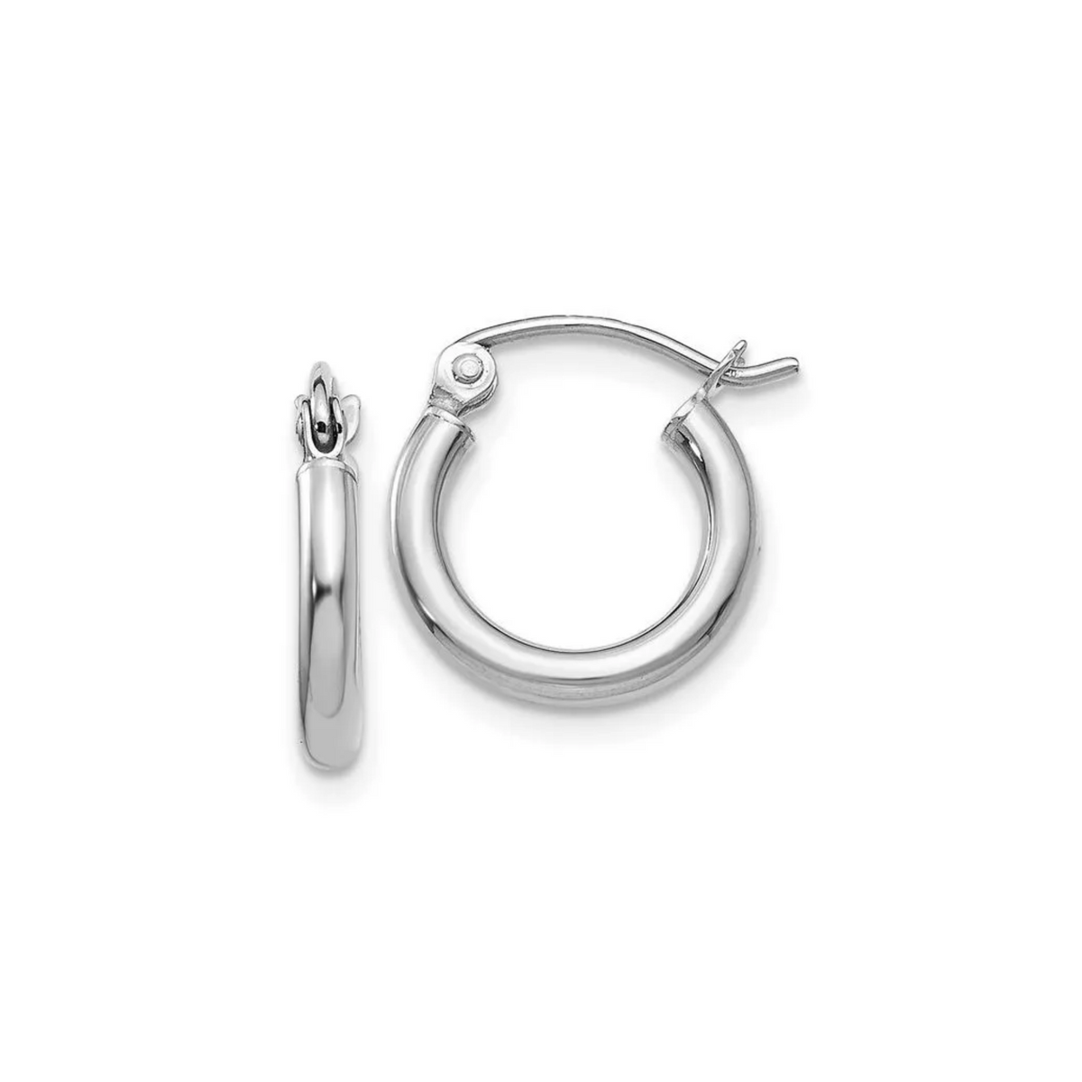 2x15MM Hollow Hoop Earrings in 14K White Gold