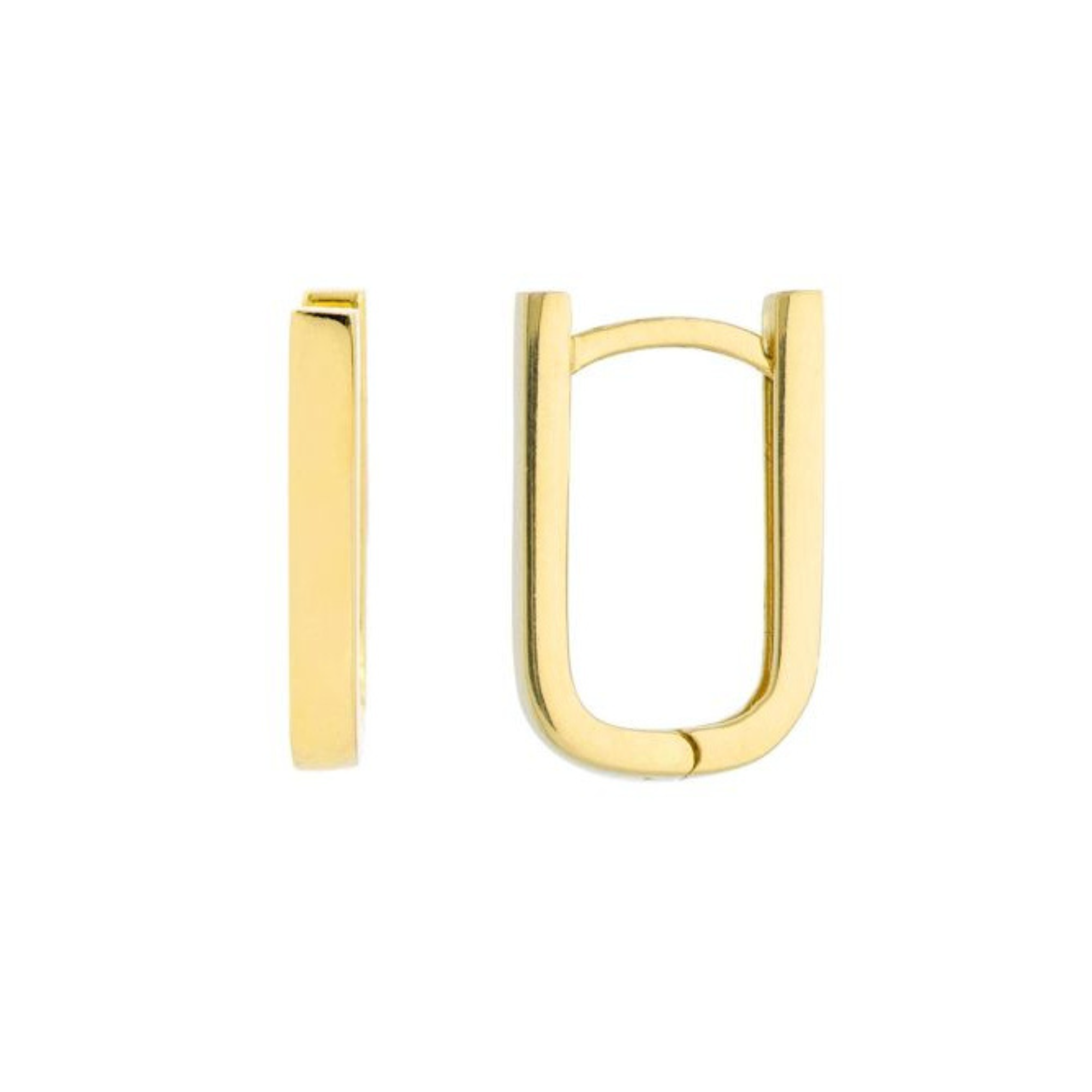U-Shaped Huggie Hoop Earrings in 14K Yellow Gold