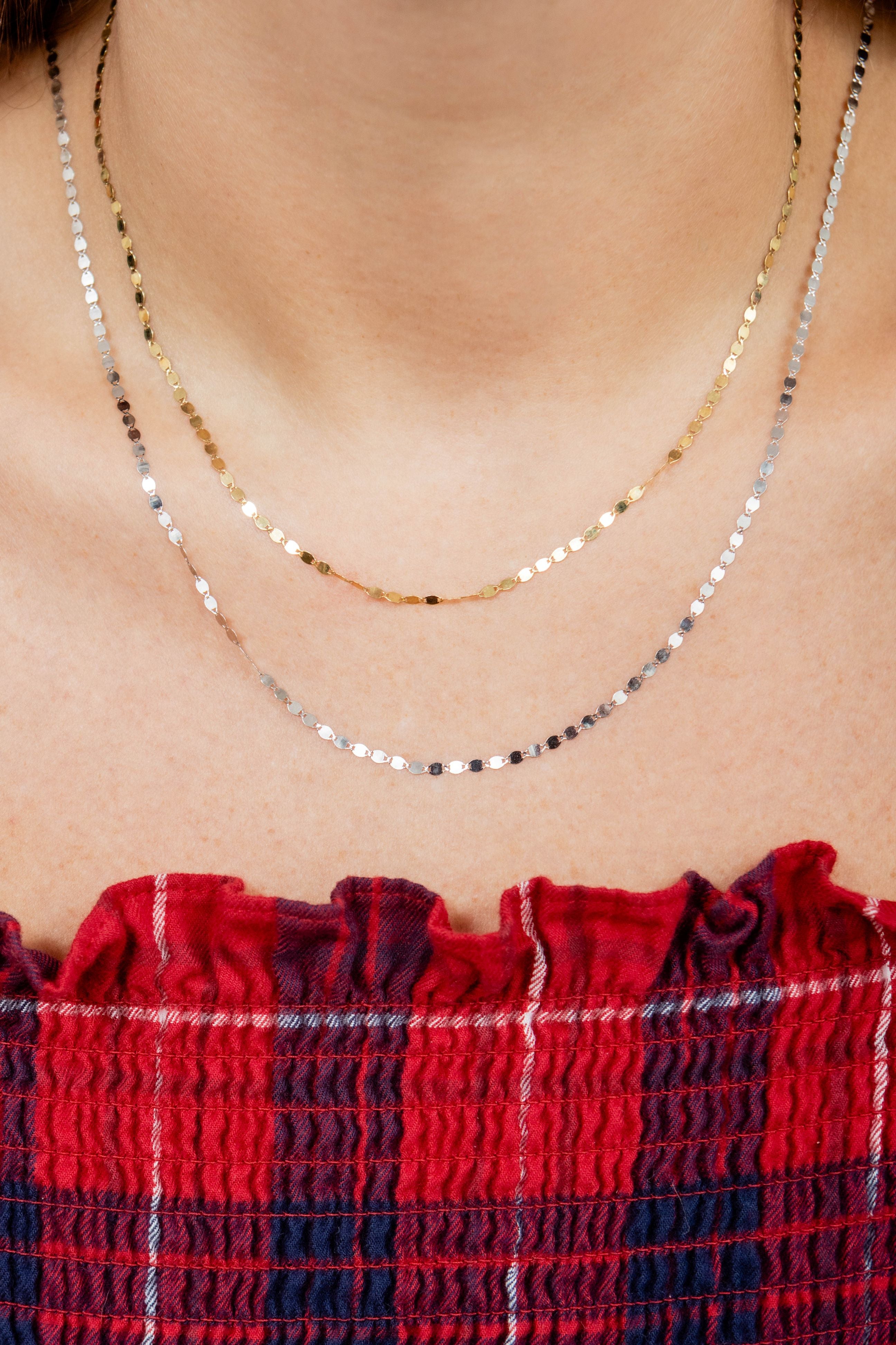 Mirror Chain Necklace in 14K White Gold, 24" Length