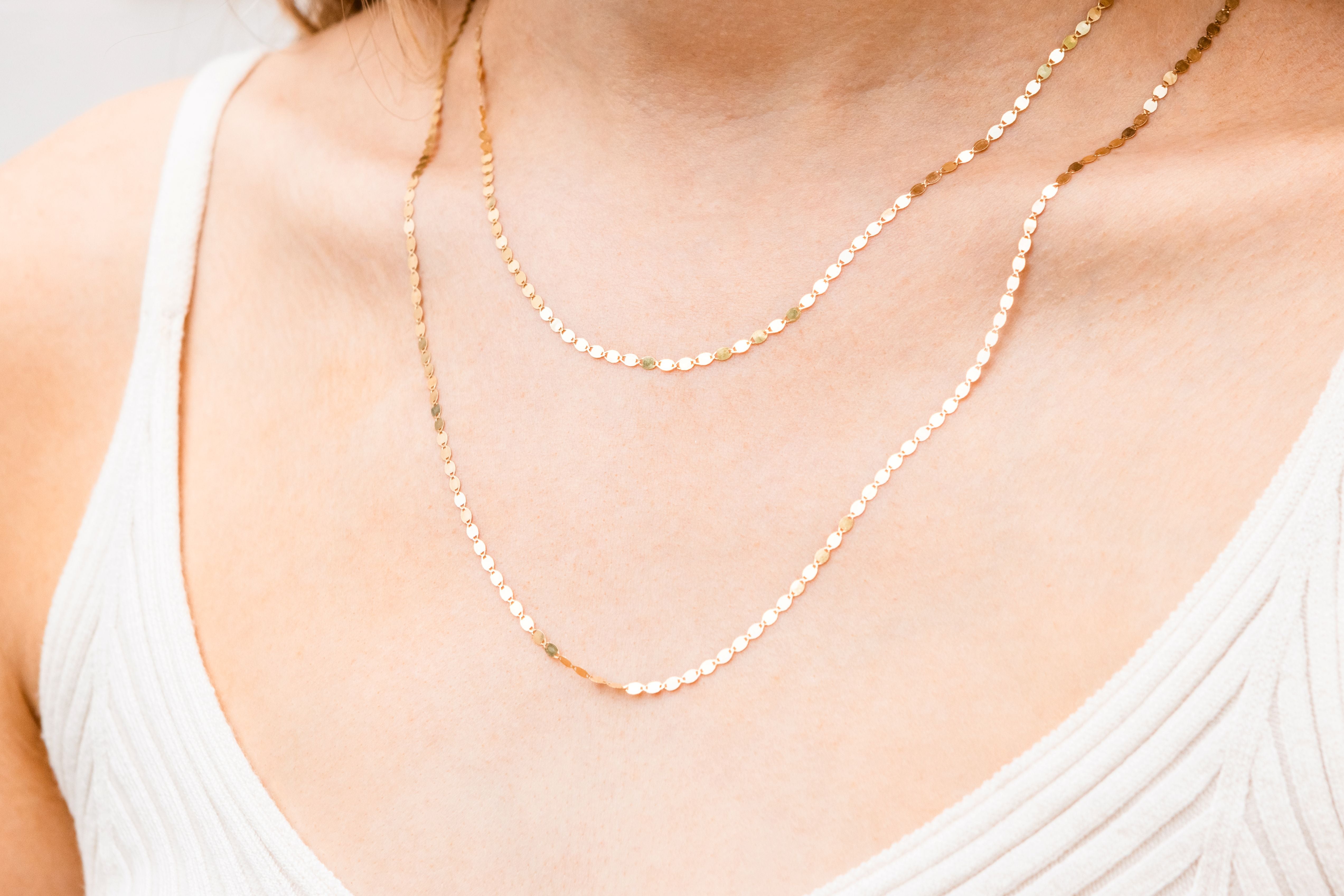 Mirror Chain Necklace in 14K Yellow Gold, 24" Length