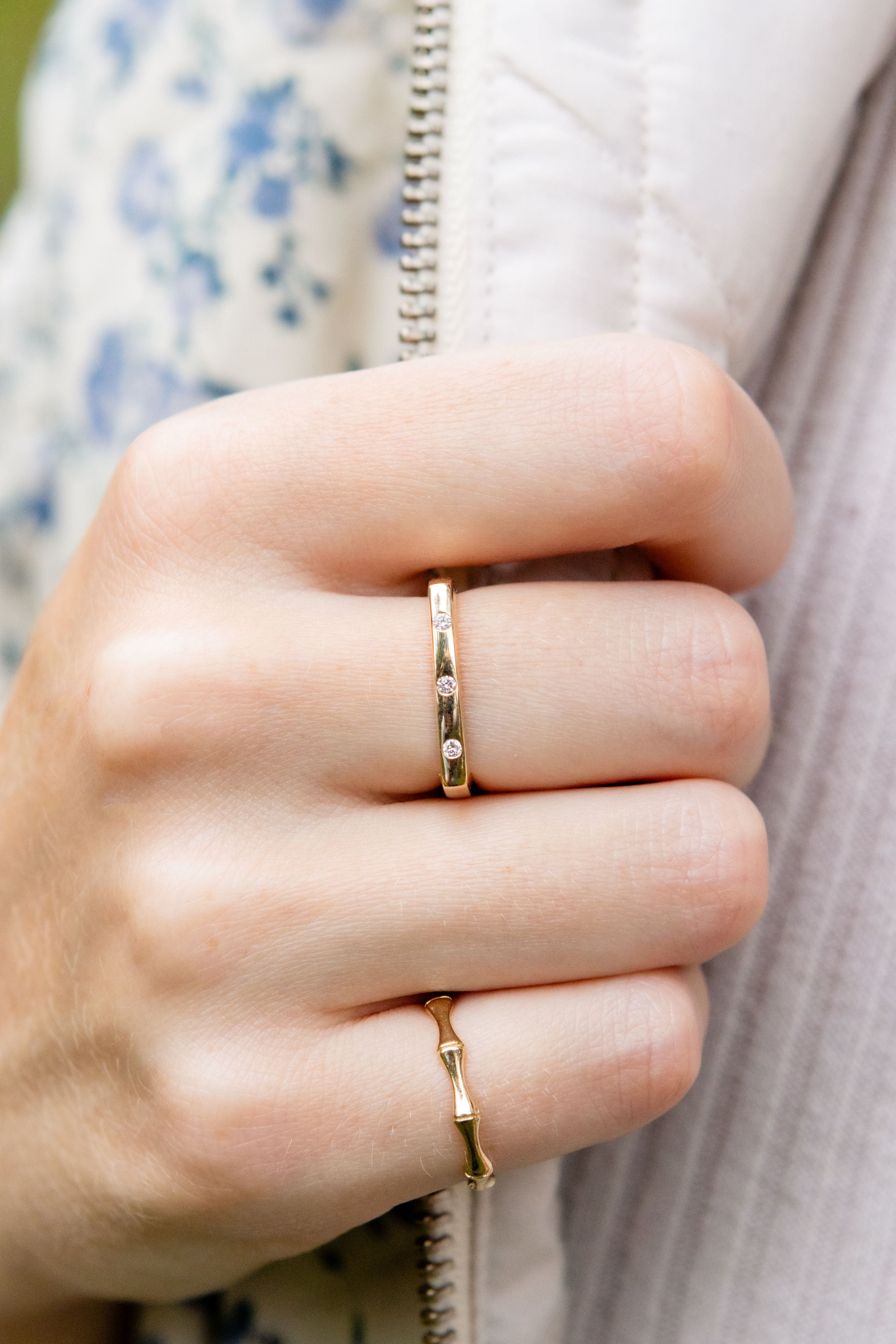 Bamboo Textured Ring in 14K Rose Gold, Size 5