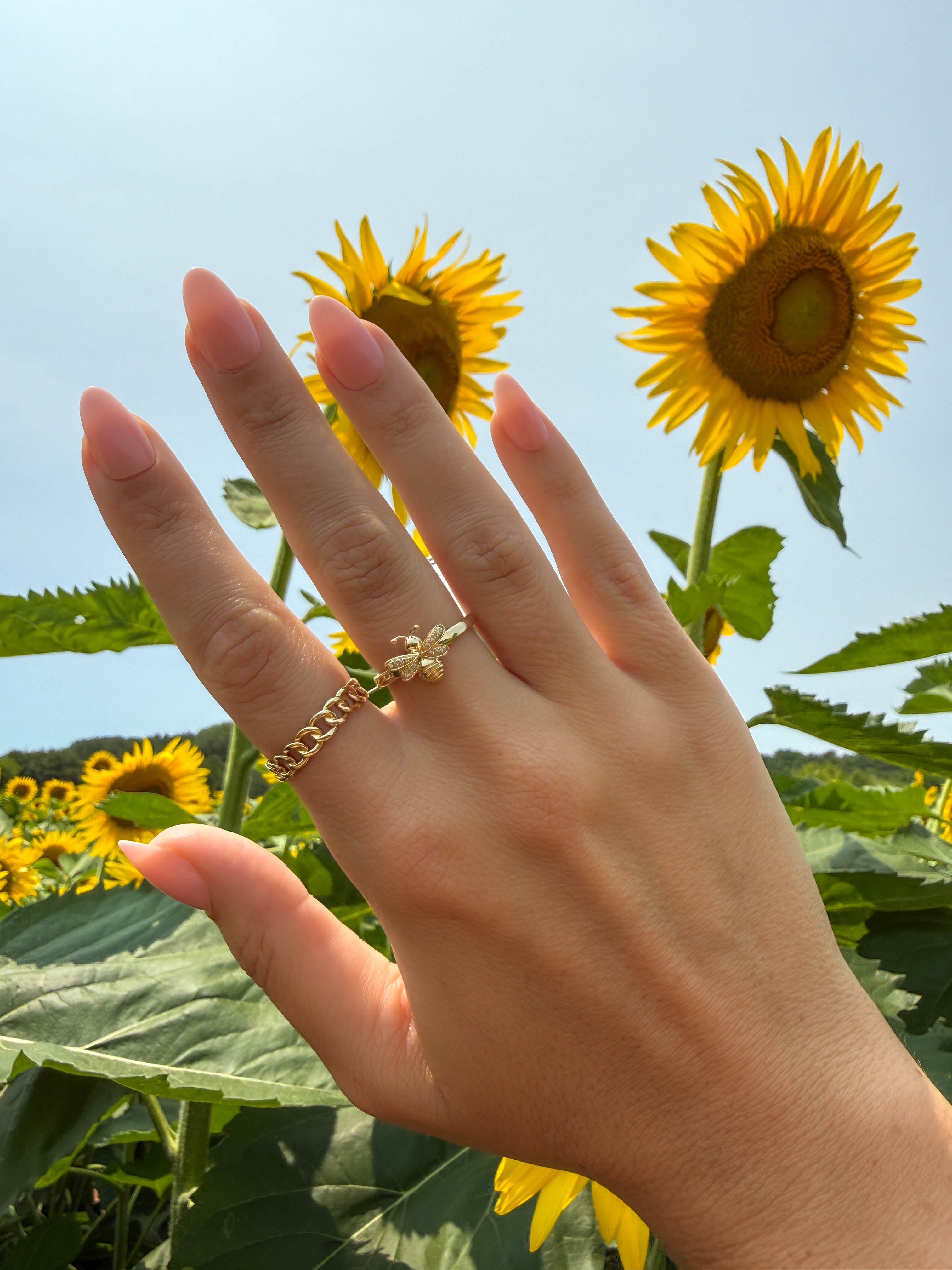 Diamond Bee Ring in 14k Yellow Gold, Size 7