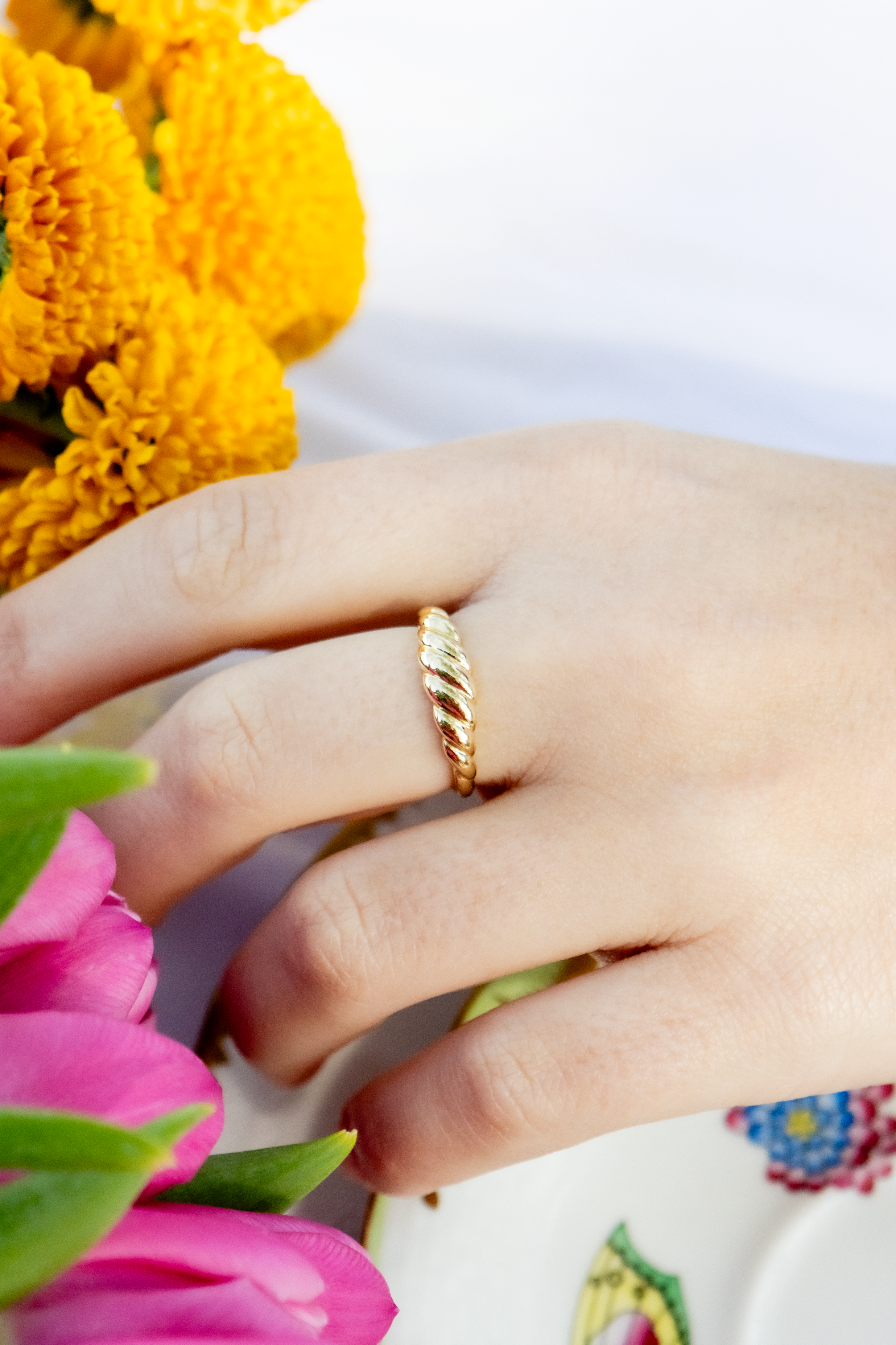 Croissant Band Ring in 14K Yellow Gold, Size 5