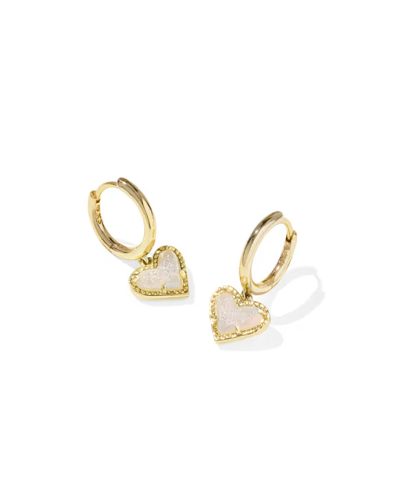 Kendra Scott Ari Heart Huggie Hoops in Iridescent Drusy