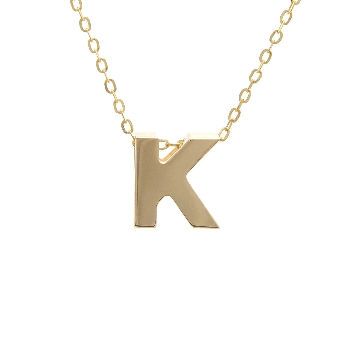 K Initial Pendant Necklace in 14K Yellow Gold