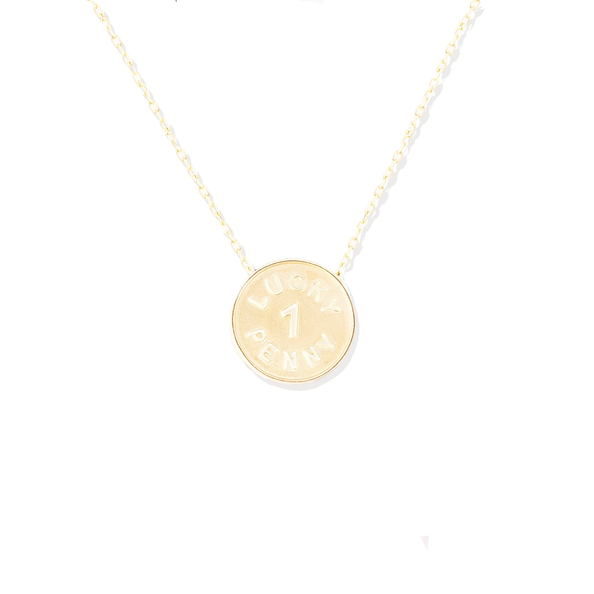 Campbell + Charlotte Juju Lucky Penny Charm Necklace in 14K Yellow Gold