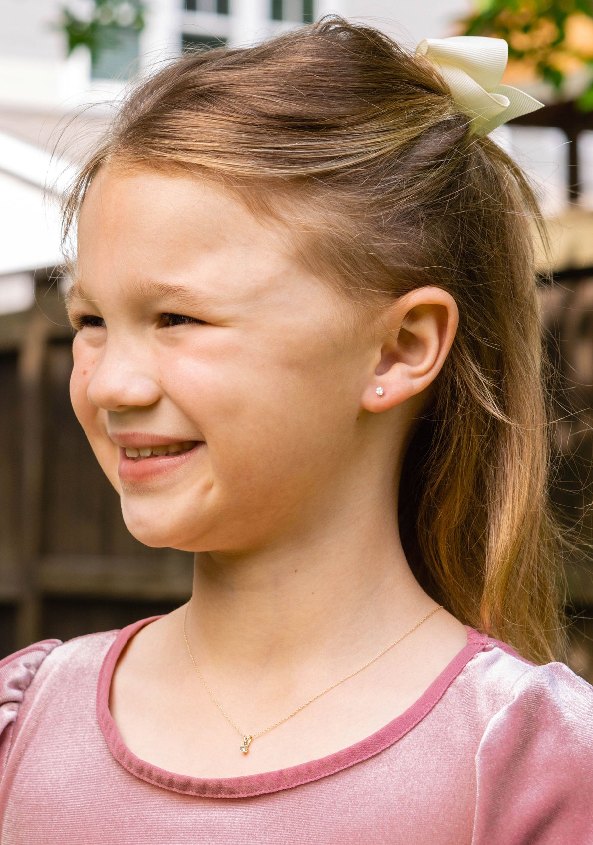Children's Amethyst Stud Earrings in 14K Yellow Gold