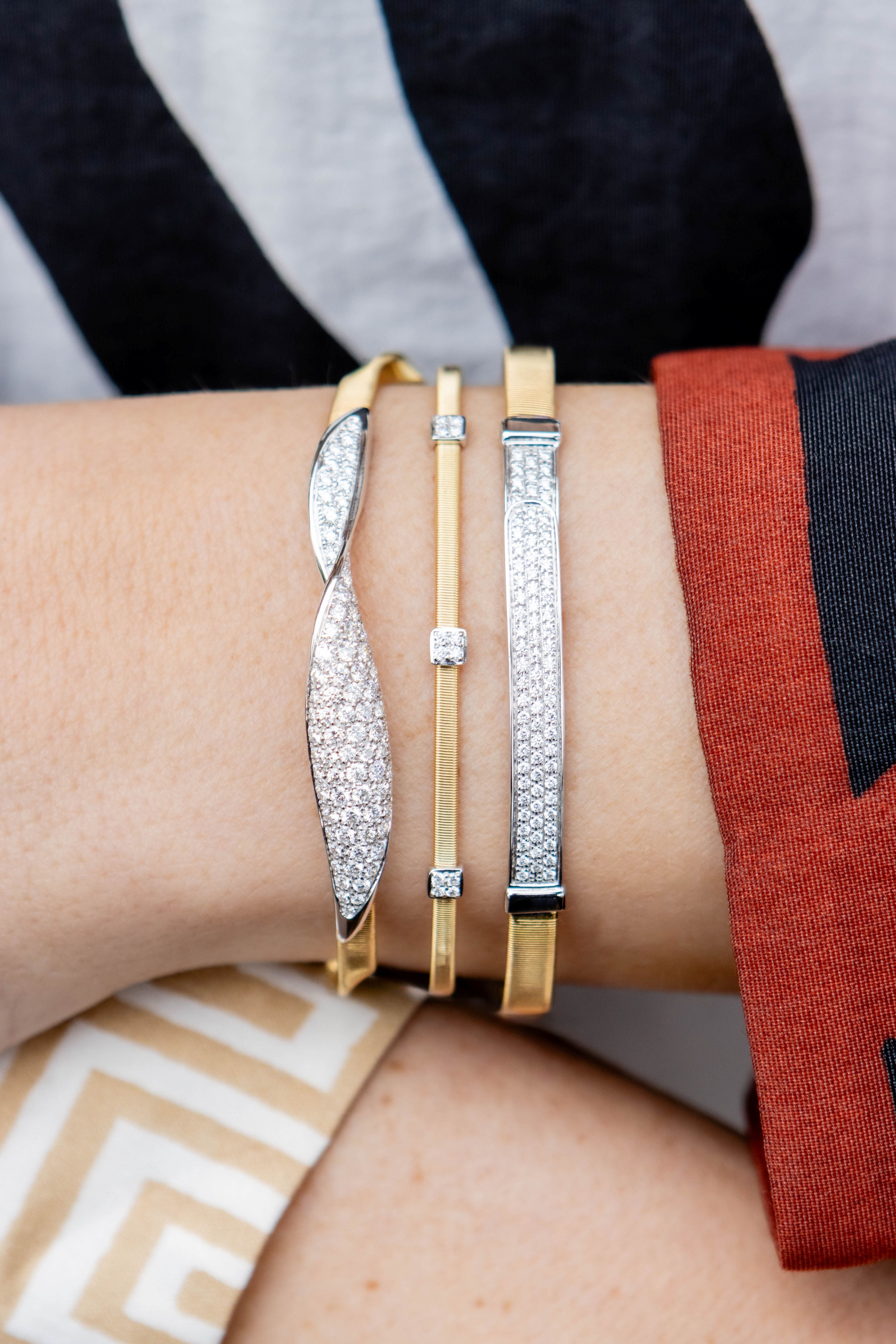 Marco Bicego Single Strand Masai Bracelet with Three Diamond Stations