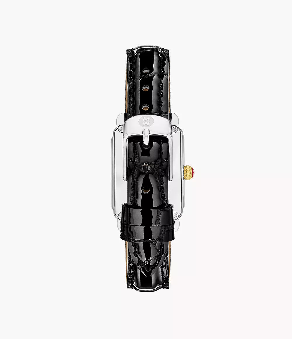 Michele Deco Park Black Leather Watch, 29MM