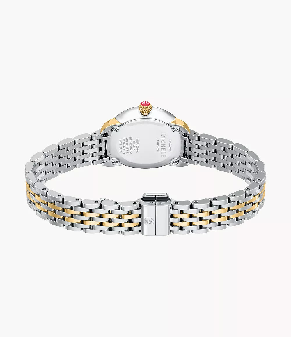 Michele Serein Oval Two-Tone 18K Gold-Plated Diamond Watch, 27MM