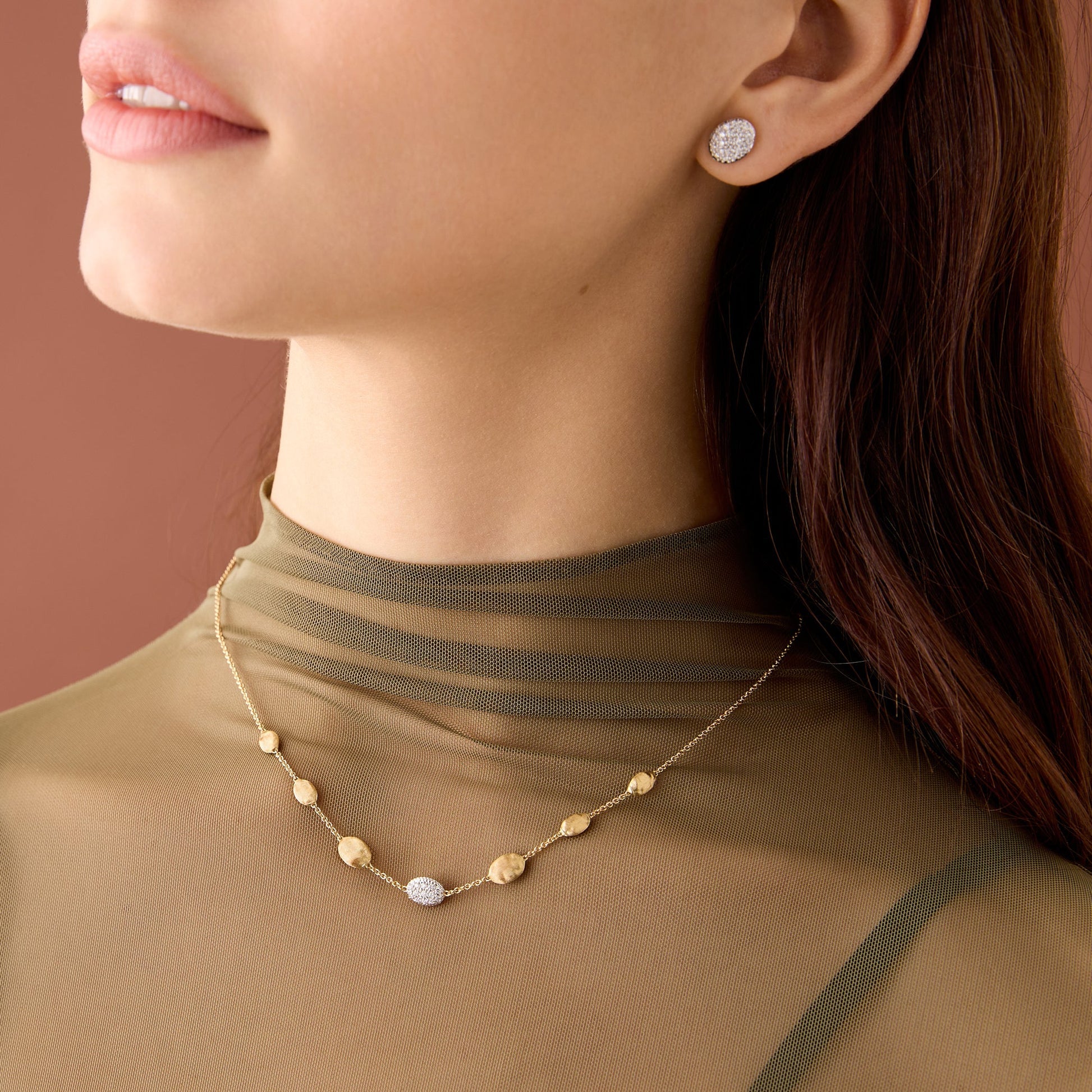 Marco Bicego Diamond Station Necklace in 18K Yellow Gold