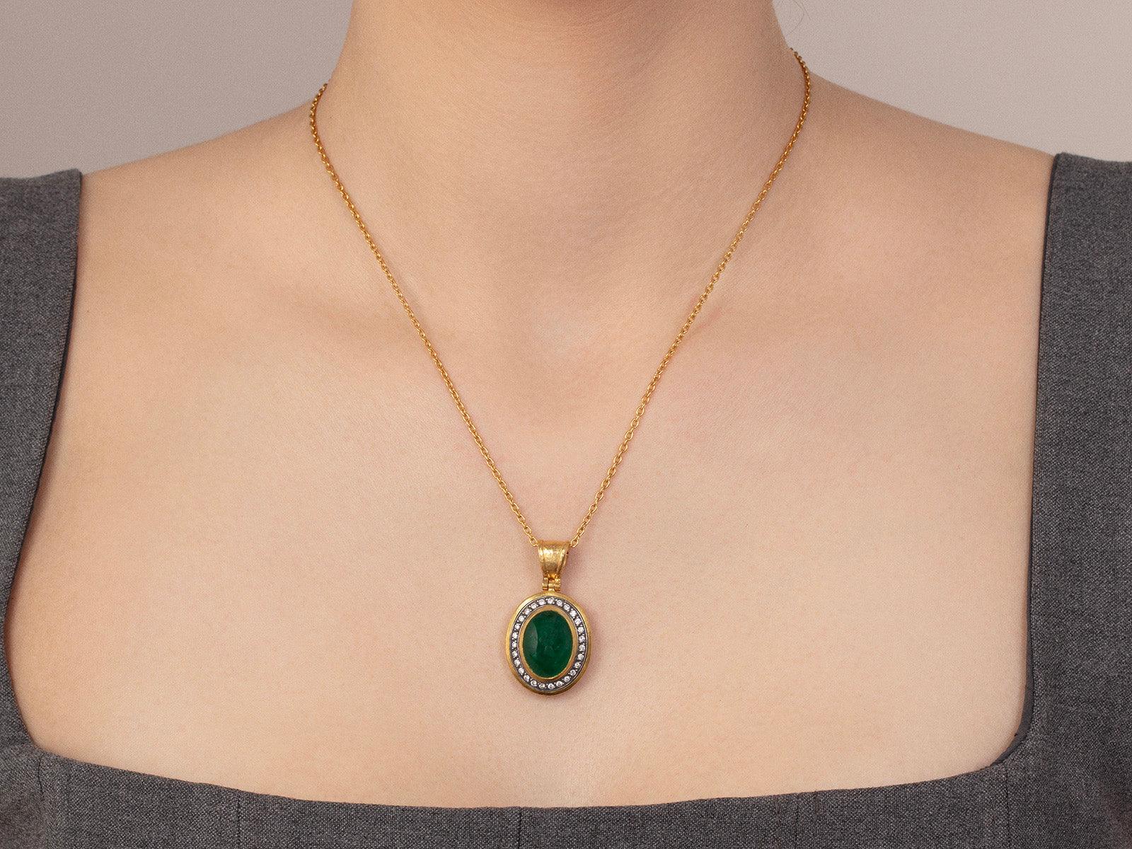 Gurhan Emerald Pendant Necklace in 24K Yellow Gold
