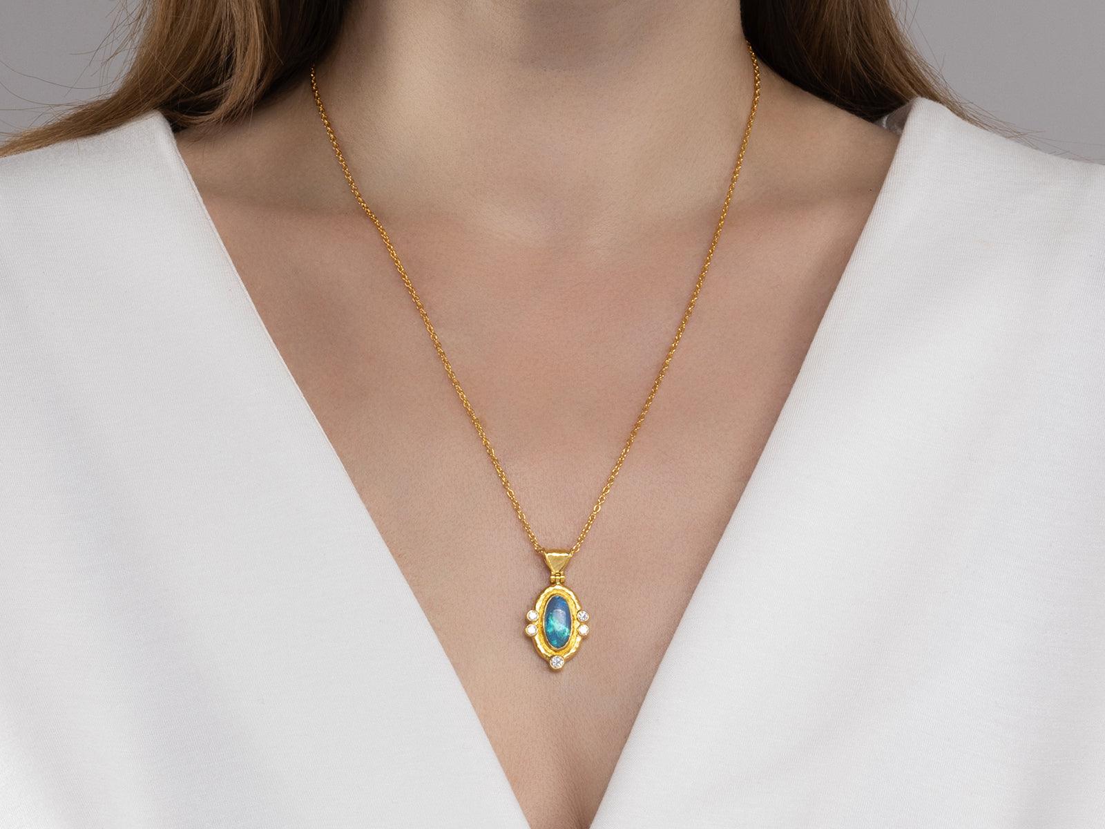 Gurhan Muse Opal Pendant Necklace in 24K Yellow Gold