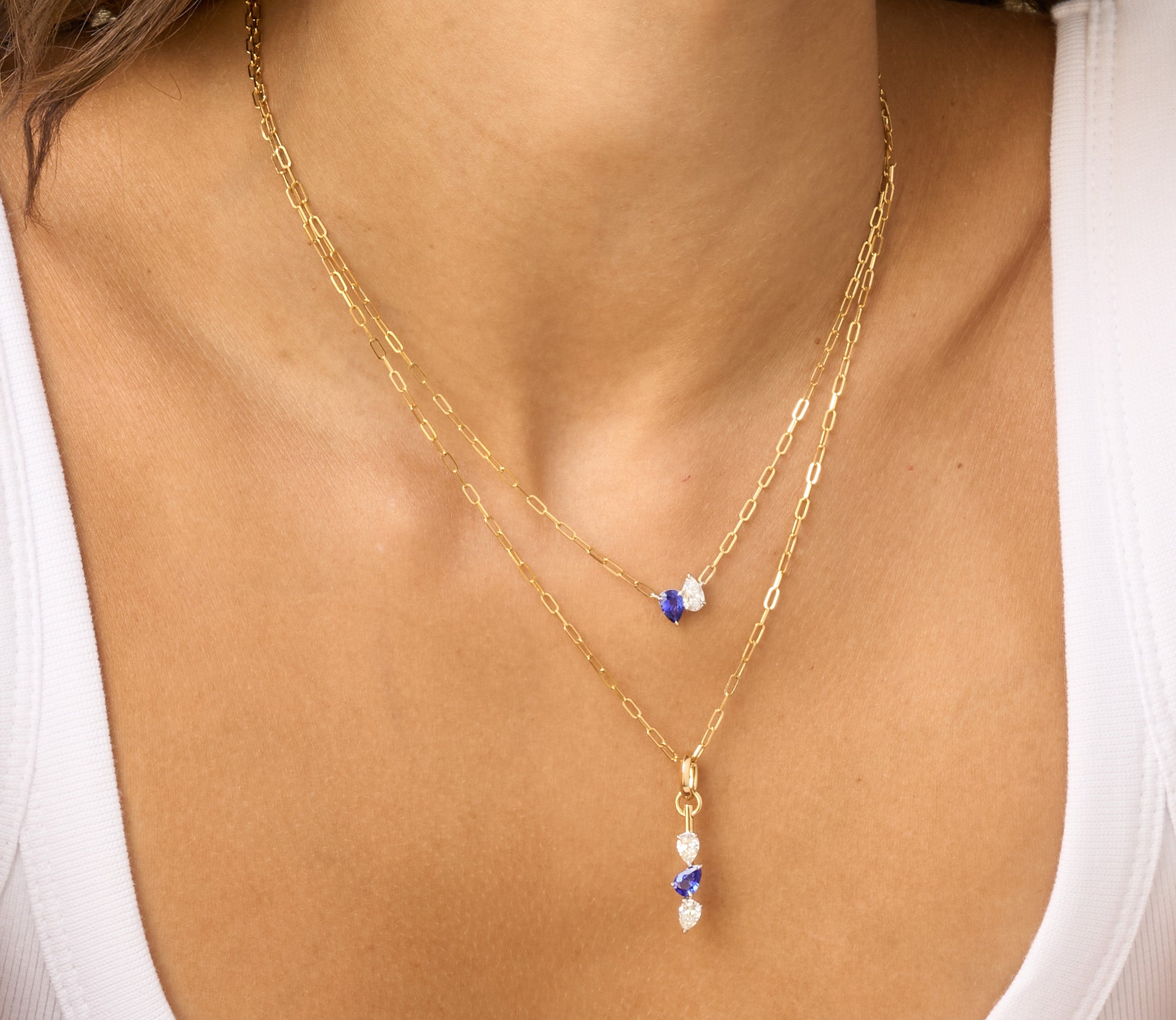 Phillips House Diamond & Sapphire Up Down Pear Necklace