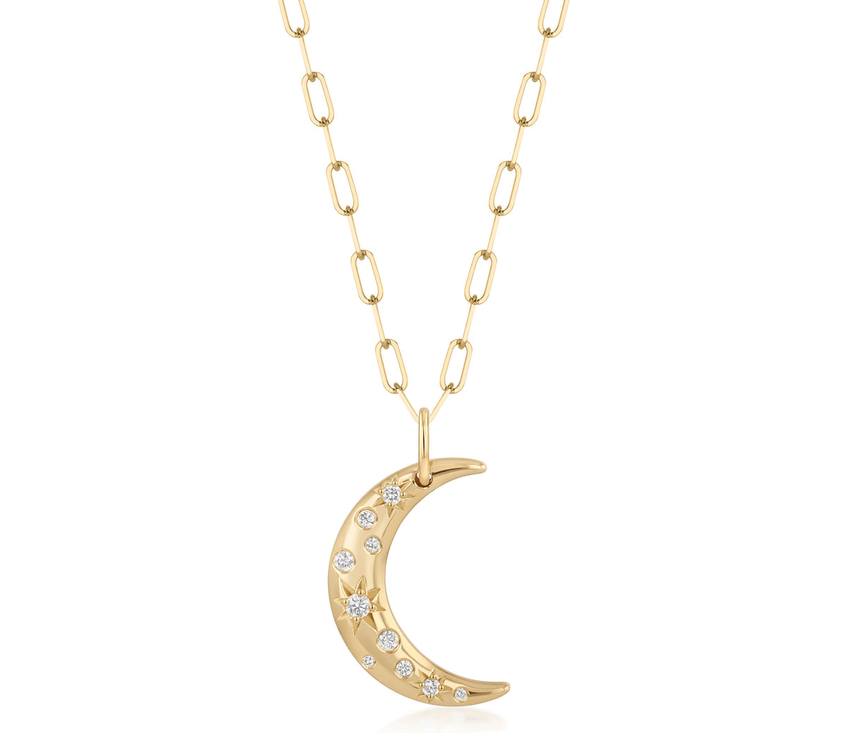 Phillips House Celeste Diamond Crescent Moon Necklace in 18K Yellow Gold