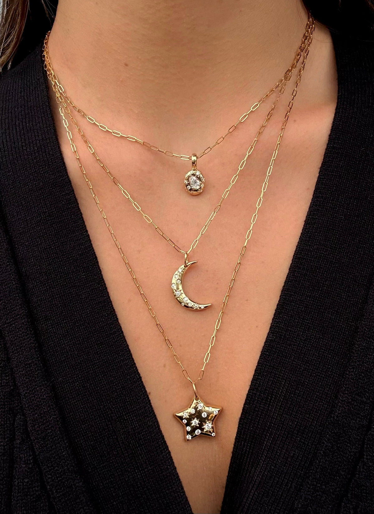 Phillips House Celeste Diamond Crescent Moon Necklace in 18K Yellow Gold