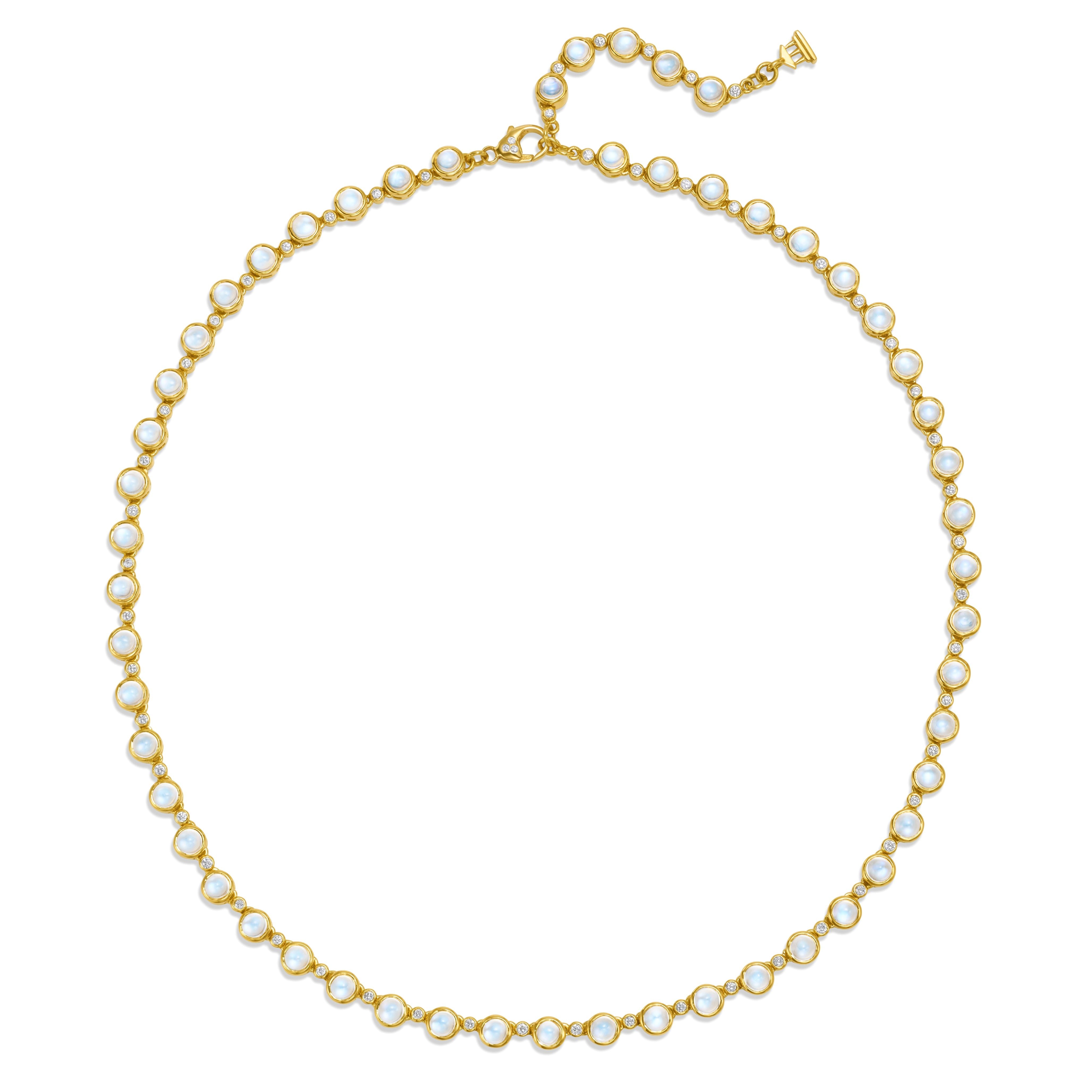 Temple St. Clair Blue Moonstone Link Necklace in 18K Yellow Gold
