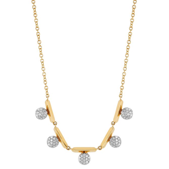 Phillips House Five station Offset Mini Infinity Necklace in Yellow Gold