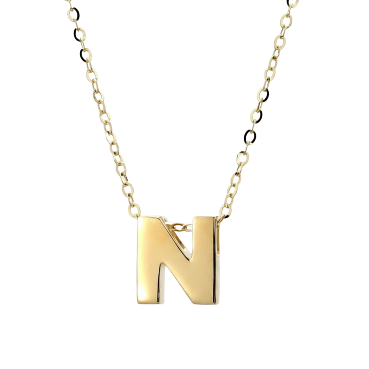 N Initial Pendant Necklace in 14K Yellow Gold