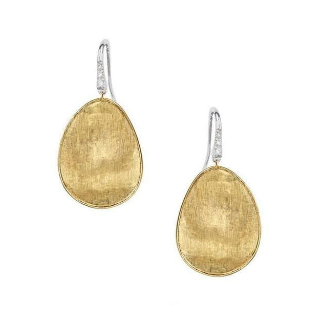 Marco Bicego Lunaria Pavé Medium Drop Earrings in Yellow Gold