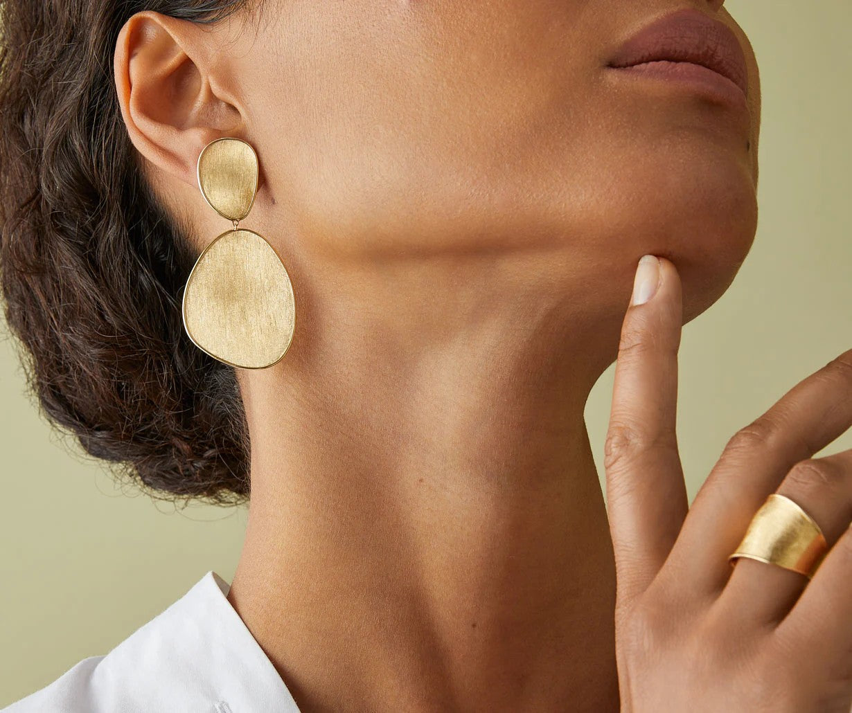 Marco Bicego Lunaria Large Double Drop Earrings in Yellow Gold