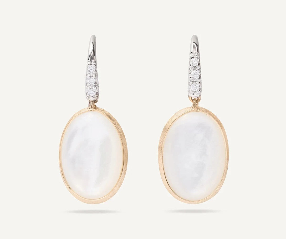 Marco Bicego Lunaria Gold White Mother of Earrings in Yellow Gold