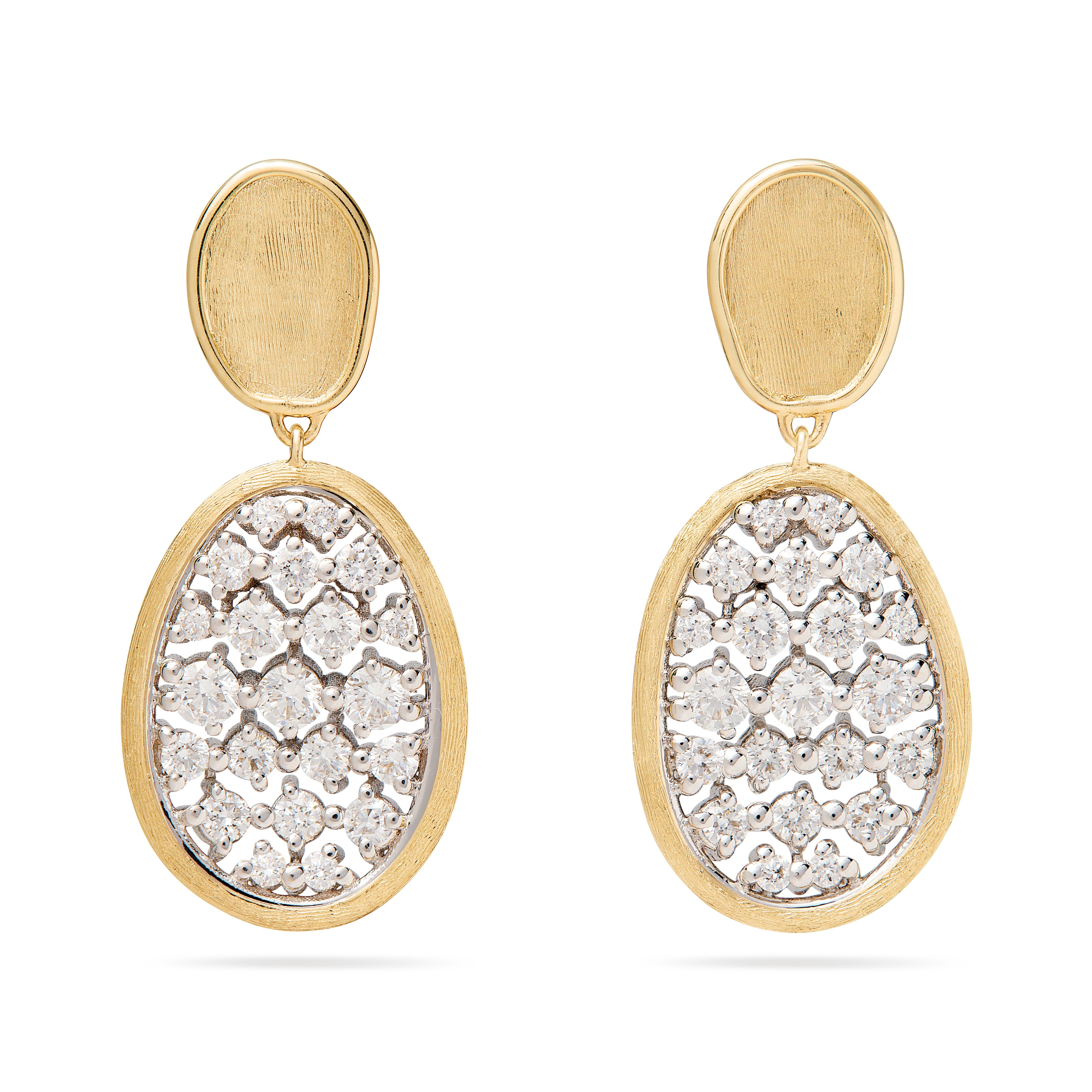 Marco Bicego Lunaria Alta Diamond Drop Earrings in 18K Yellow Gold
