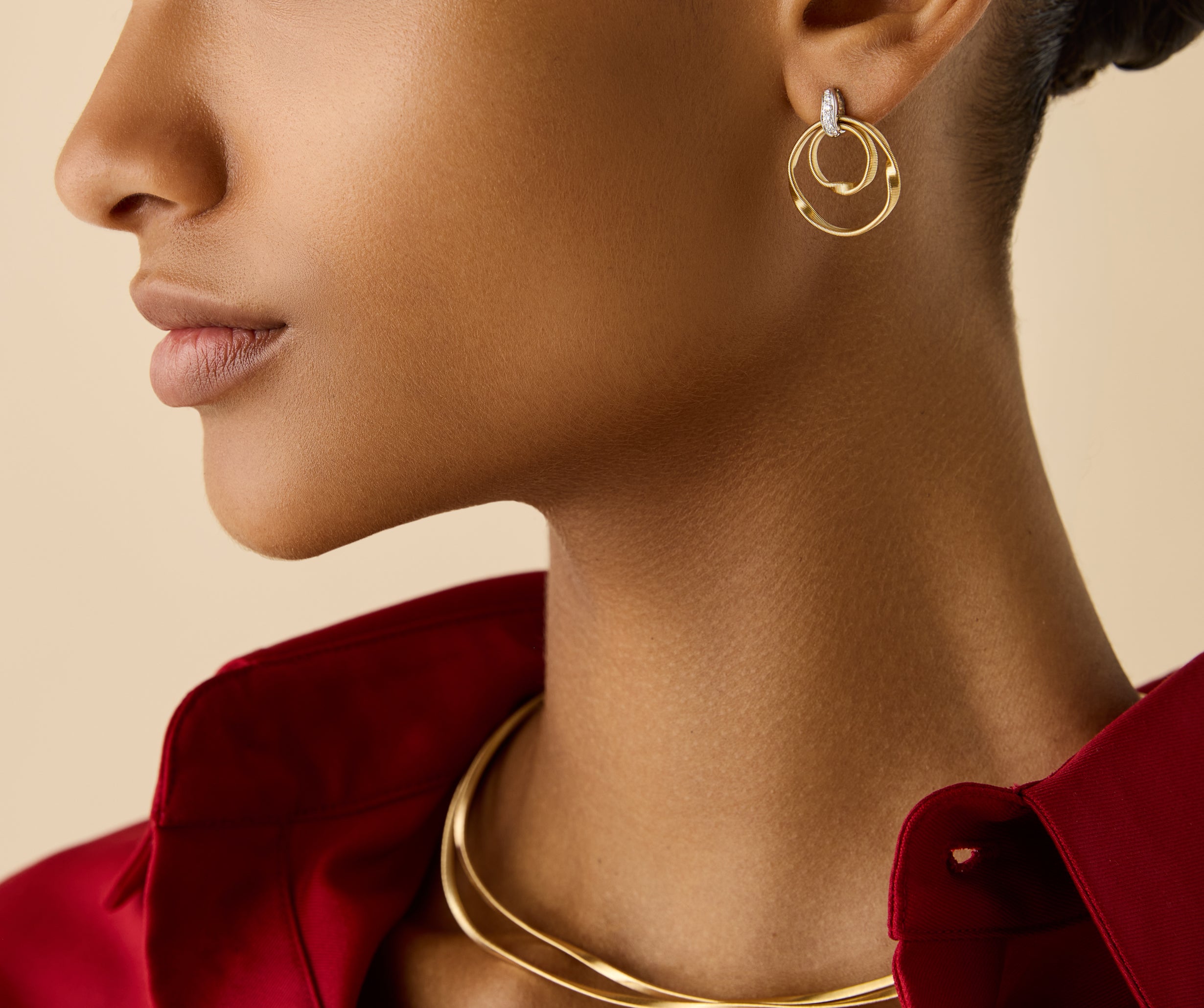 Marco Bicego Marrakech Diamond Circular Earrings in 18K Yellow Gold