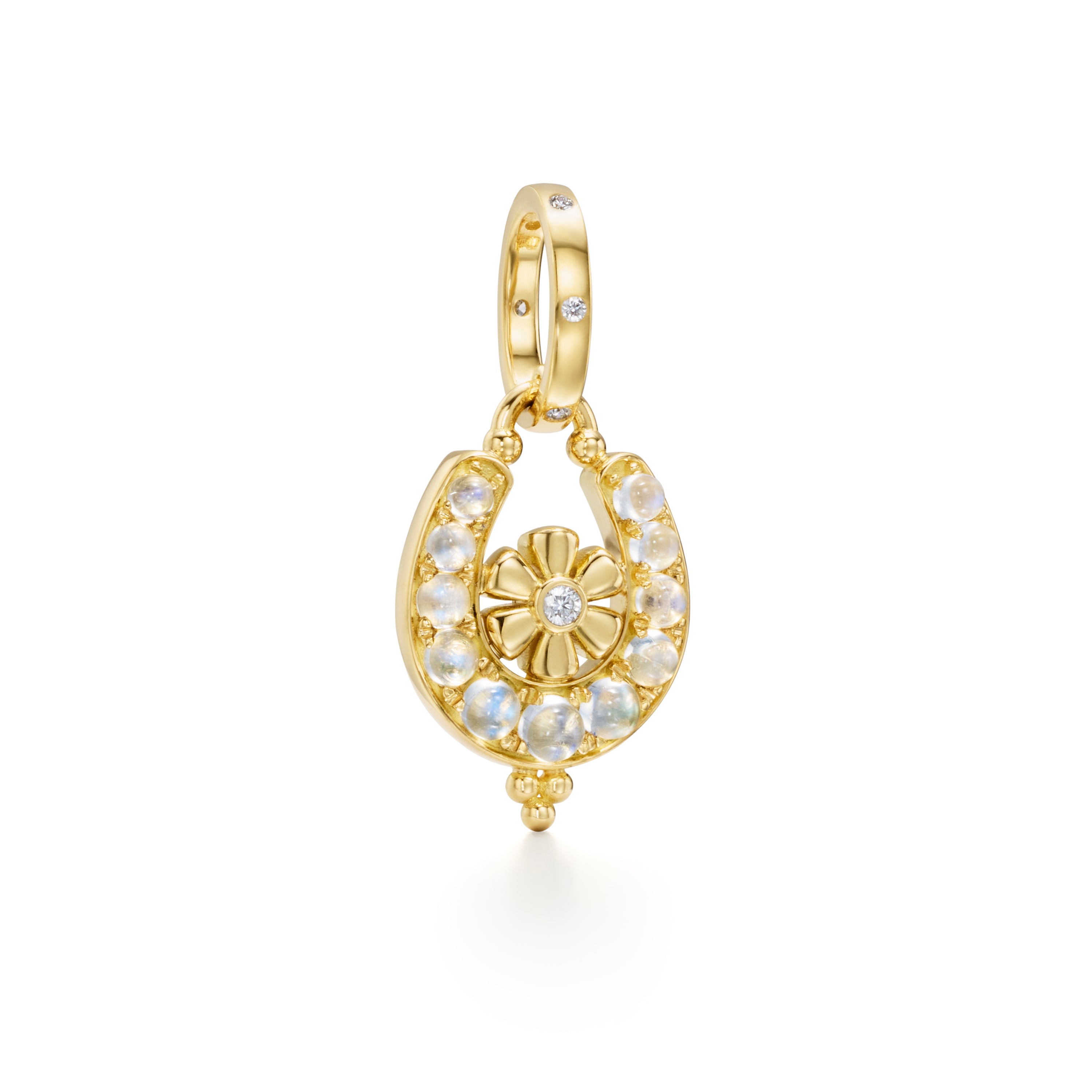 Temple St. Clair Blue Moonstone Horseshoe Pendant in 18K Yellow Gold