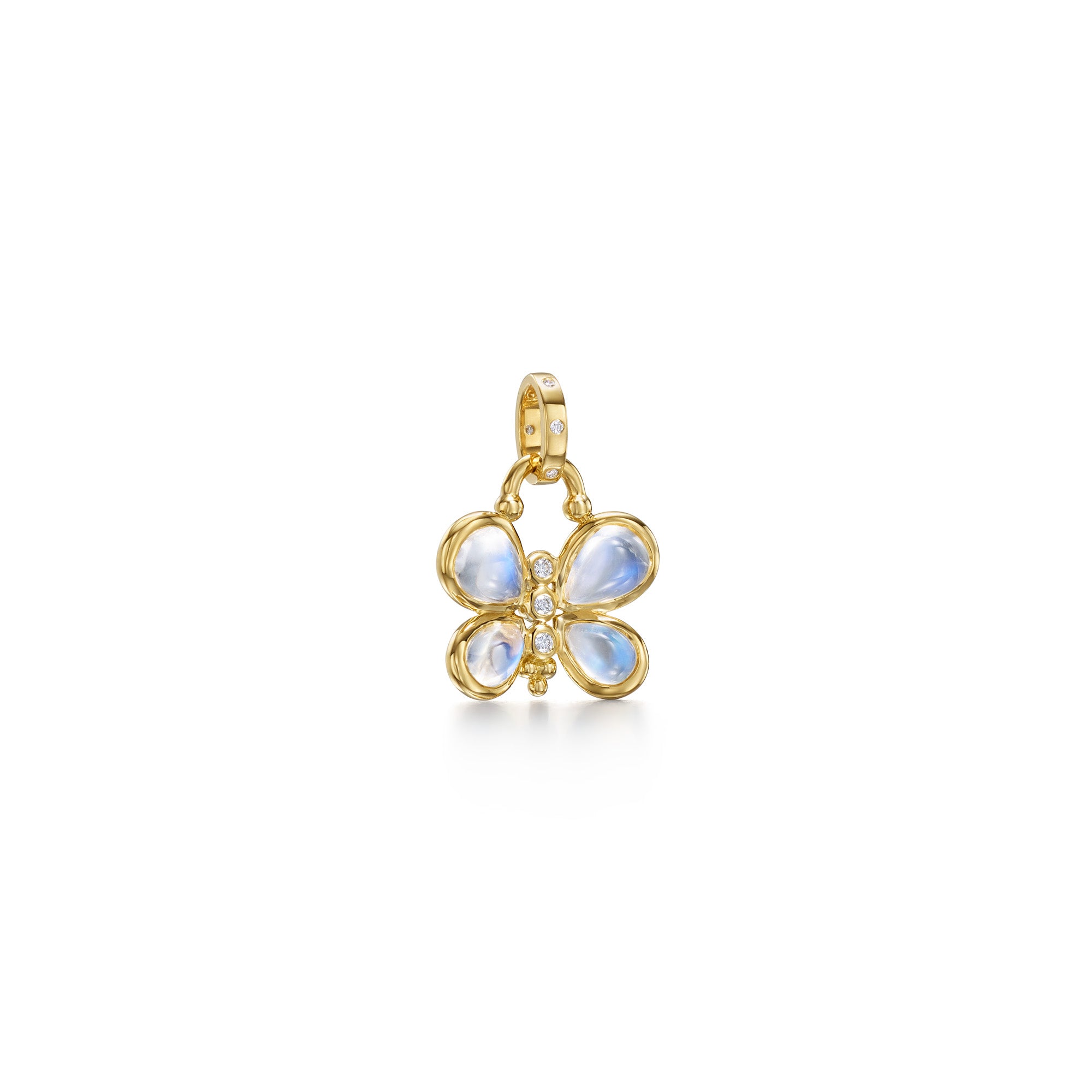 Temple St. Clair Blue Moonstone Luna Butterfly Pendant in 18K Yellow Gold