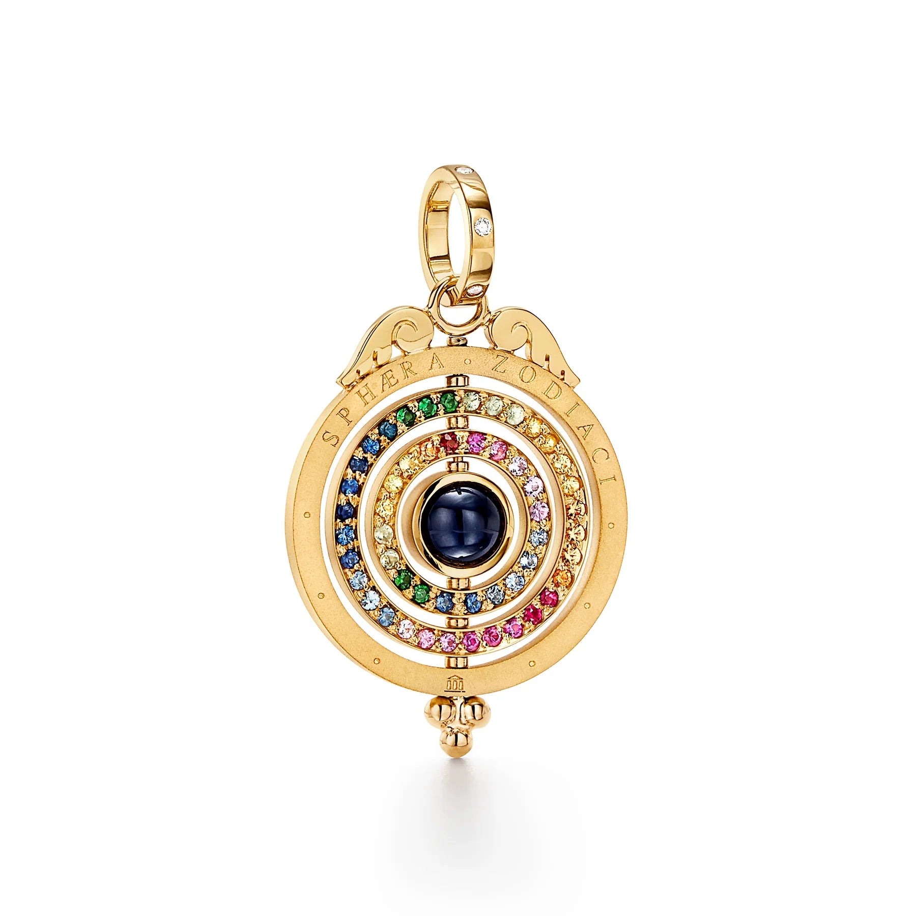 Temple St. Clair Rainbow Triple Orbit Pendant in 18K Yellow Gold