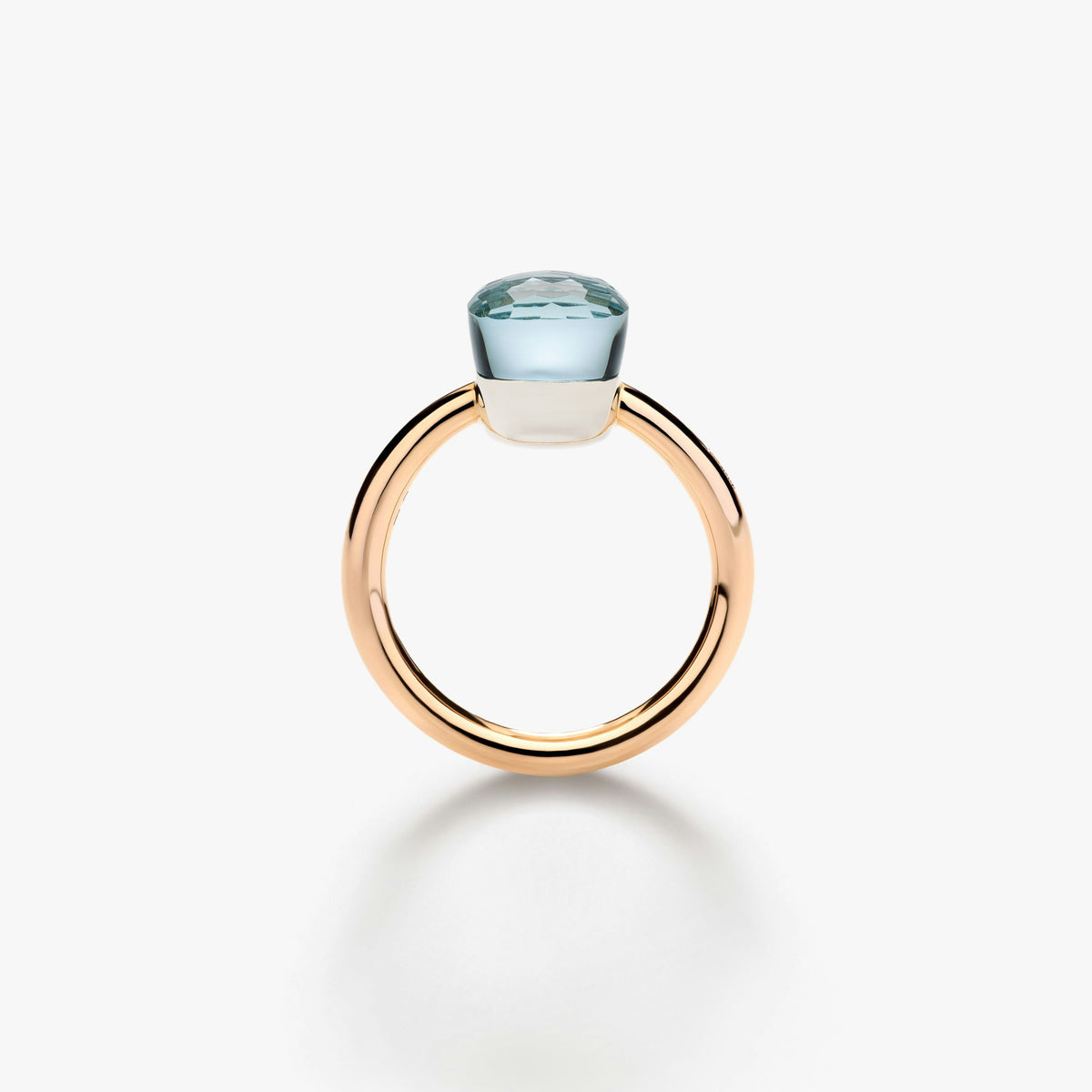 Pomellato Blue Topaz Nudo Petite Ring in 18K Rose & White Gold, Size 6.25