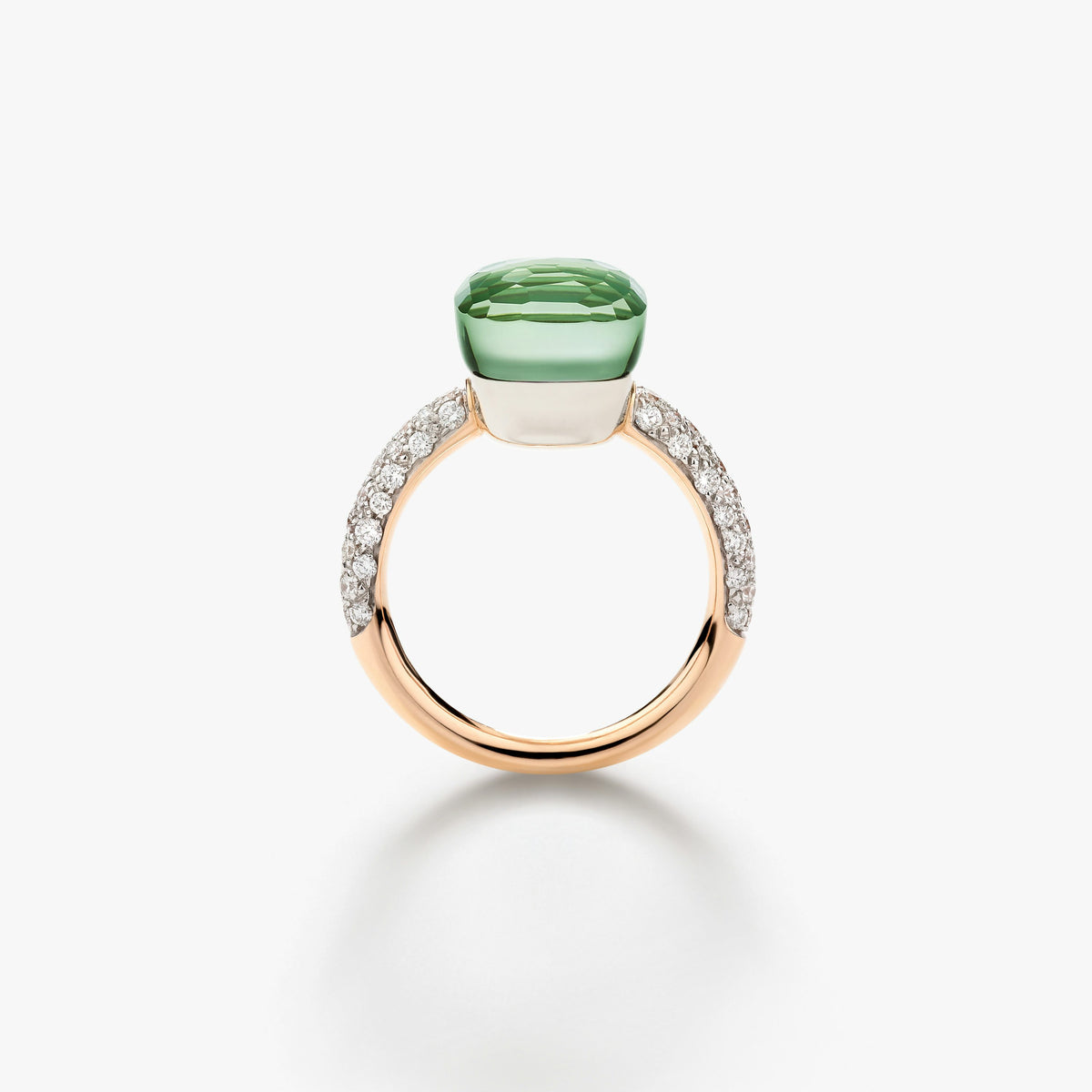 Pomellato Prasiolite & Green Agate Nudo Ring in 18K Rose & White Gold, Size 6.75