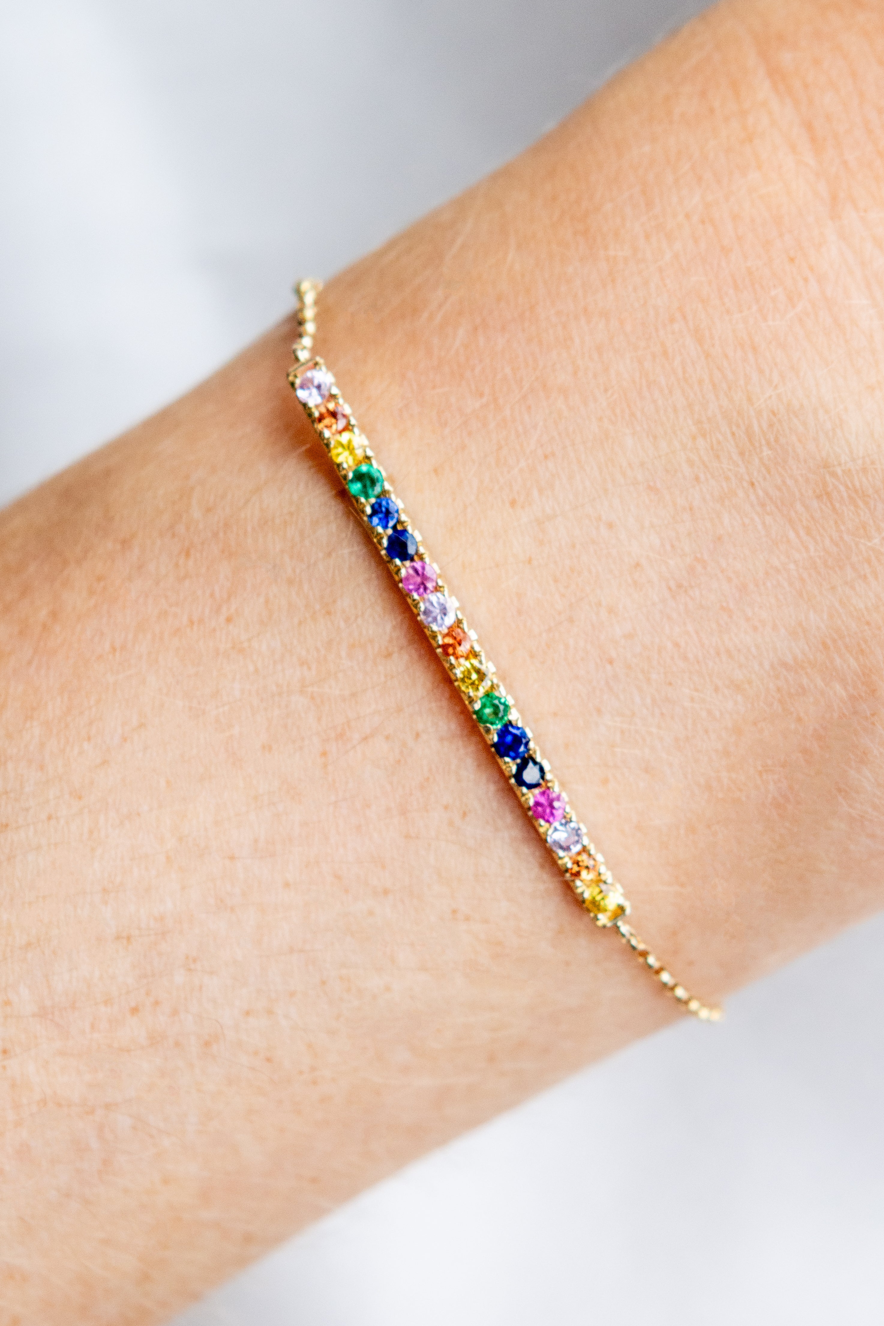 Rainbow Bar Bracelet in 14K Yellow Gold