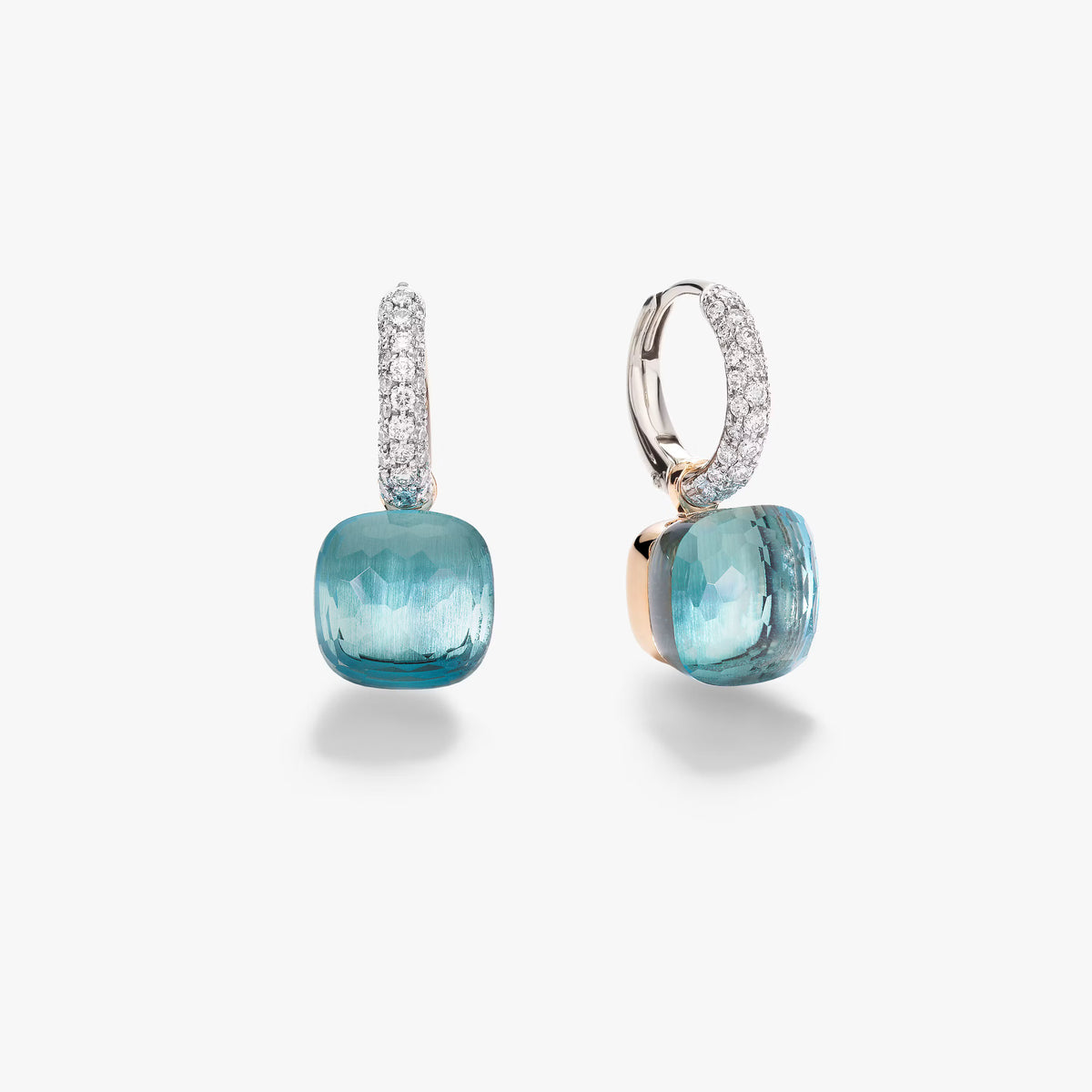 Pomellato Blue Topaz Nudo Classic Earrings in 18K Rose & White Gold