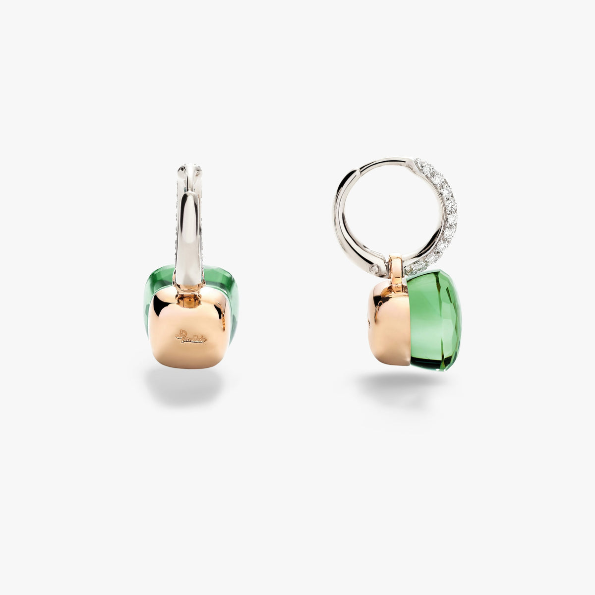 Pomellato Prasiolite & Green Agate Nudo Classic Earrings in 18K Rose & White Gold