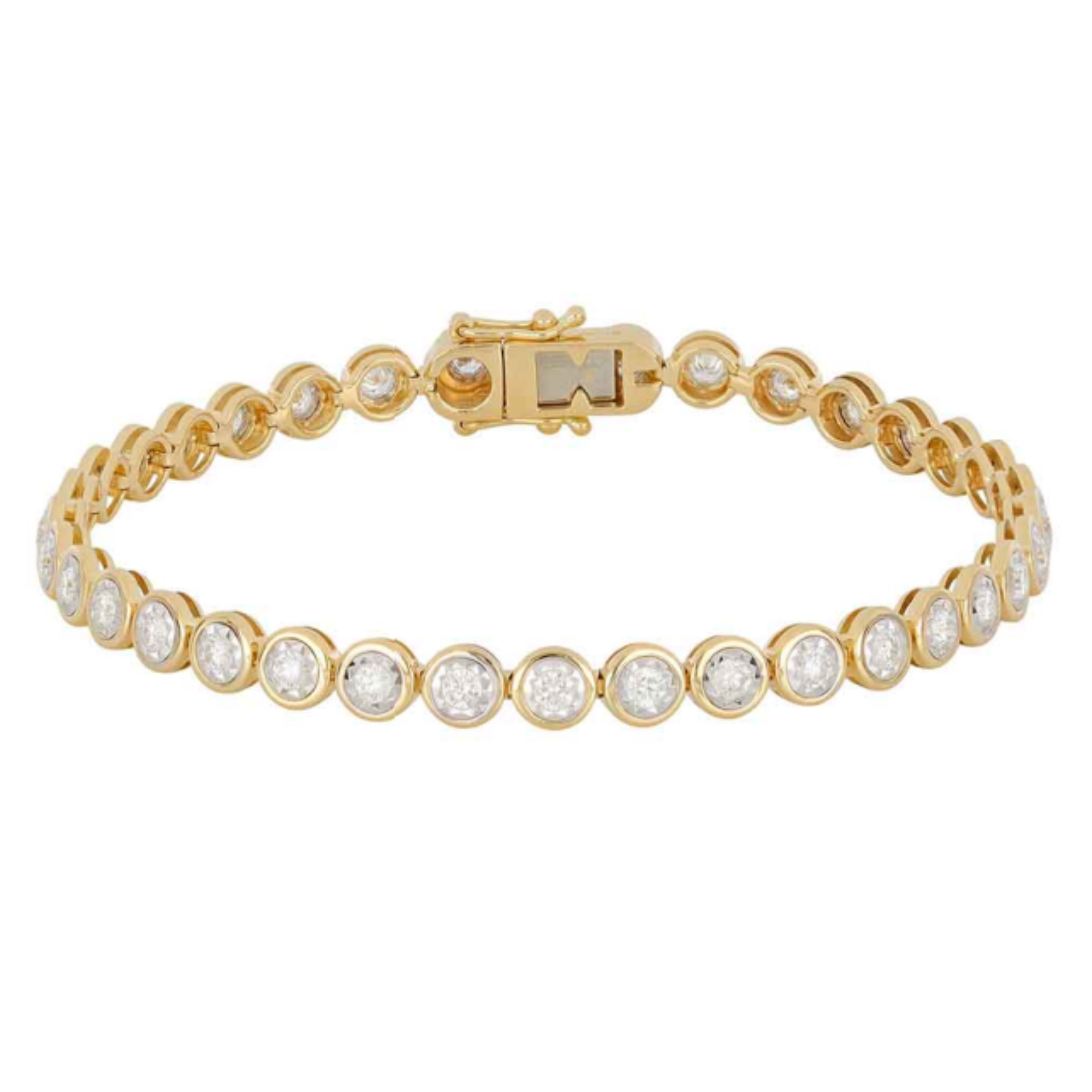 Illusion Bezel Set Diamond Tennis Bracelet in 14K Yellow Gold