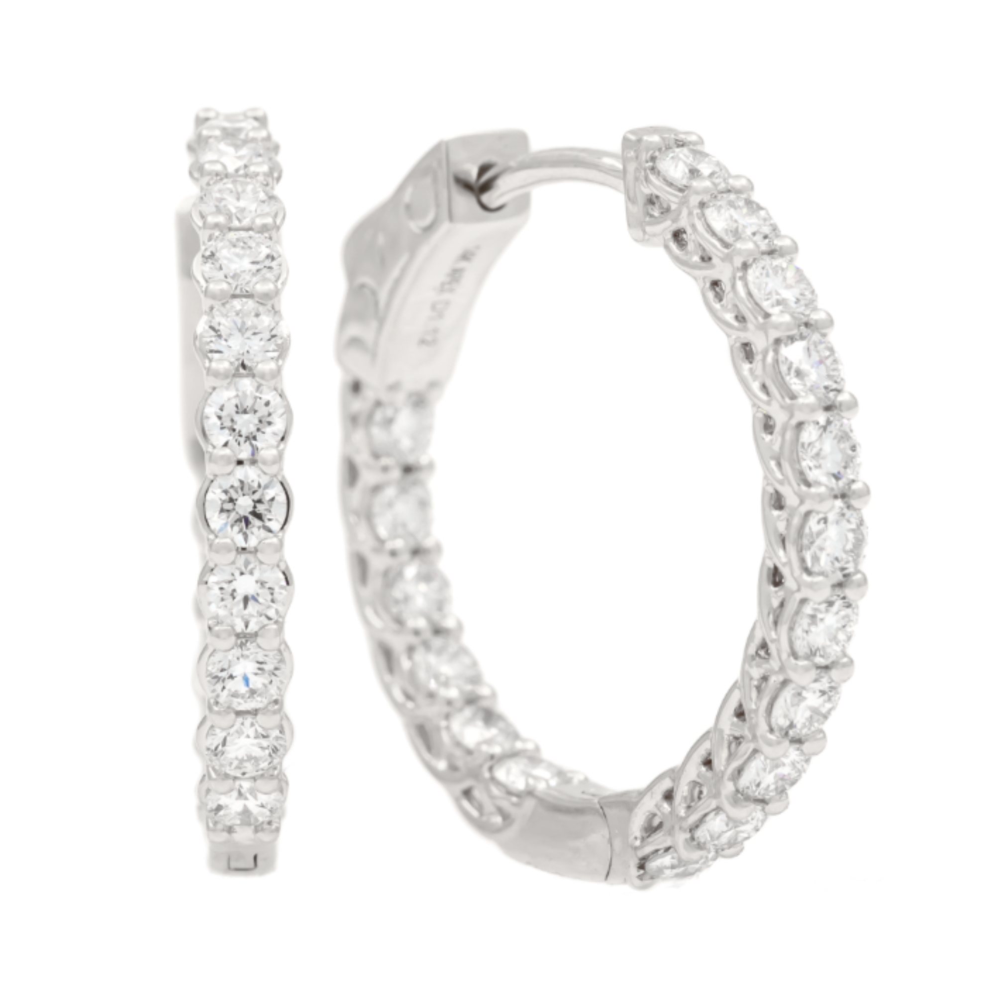 Bailey's Essentials 1.00CT Round Diamond 20MM Inside-Outside Hoop Earrings in 14K White Gold